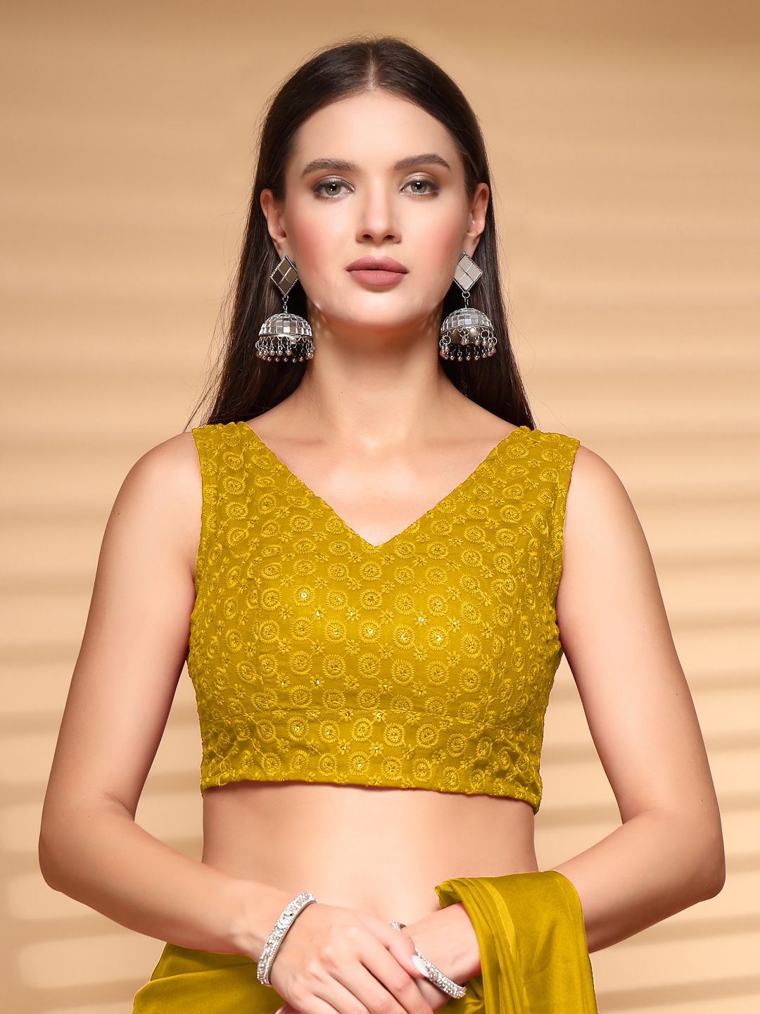 

Oomph! Women Non Padded V Neck Saree Blouse, Yellow