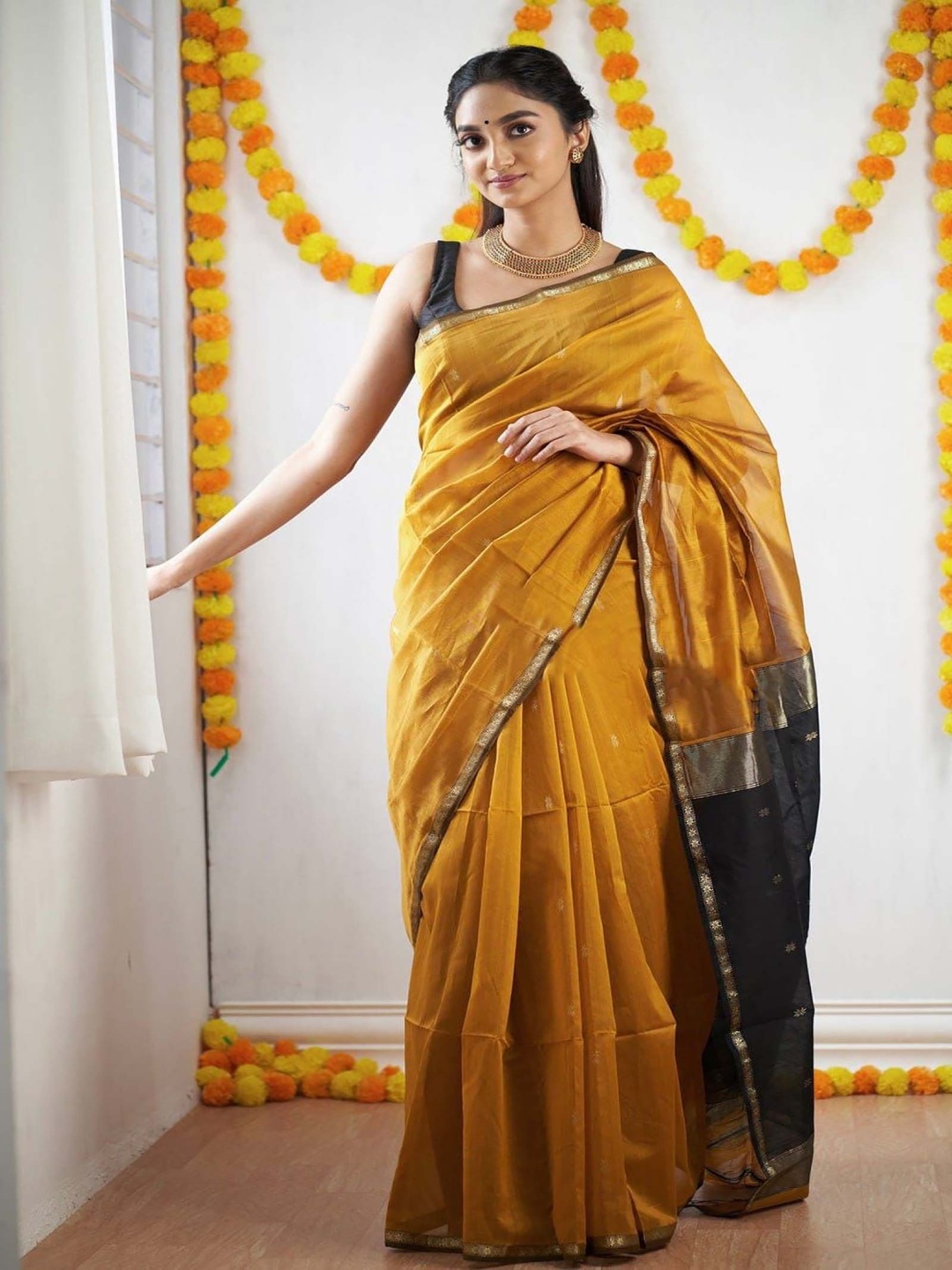 

Anjaneya Sarees Woven Design Banarasi Saree, Yellow