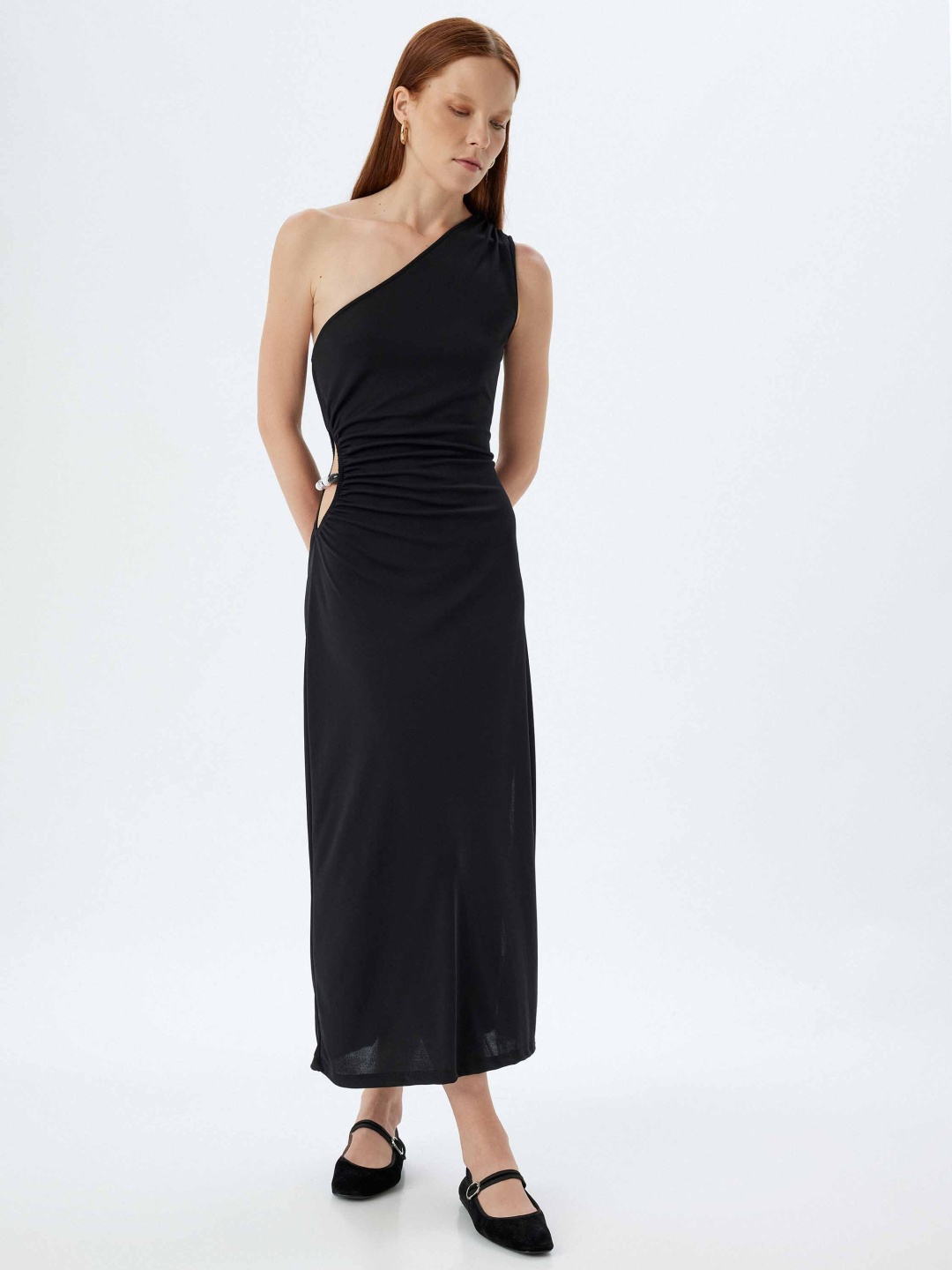

Koton Women Solid One Shoulder Maxi Dress, Black