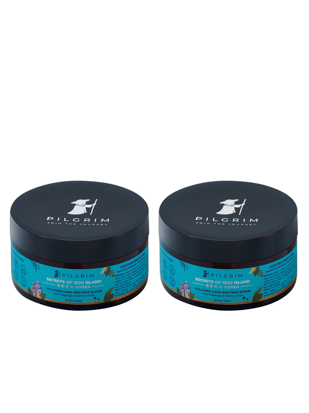 

Pilgrim Set of 2 Jeju Volcanic Lava Ash Face Scrub for Blackheads & Tan Removal, Teal