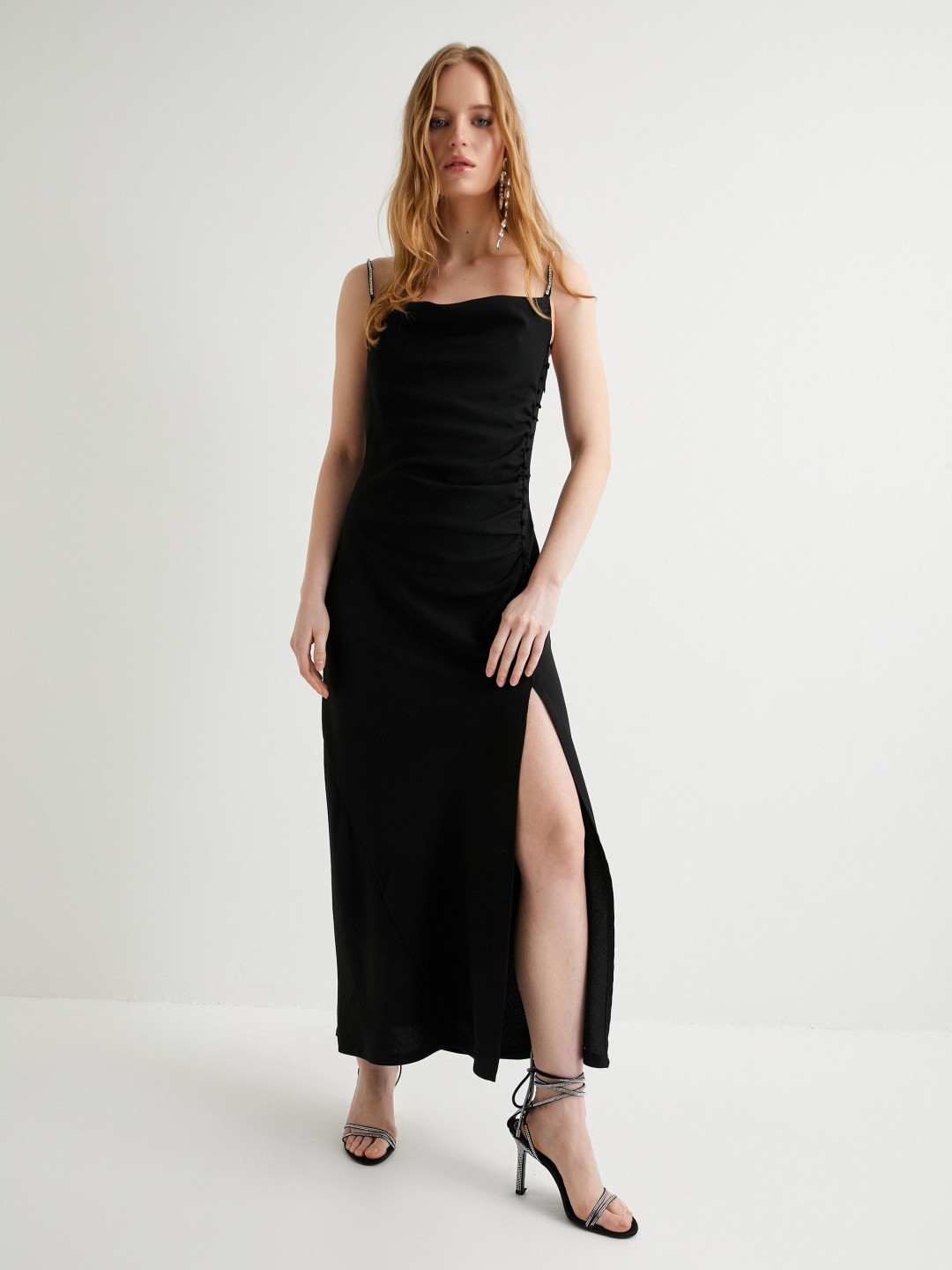 

Koton Round Neck Woven Maxi Dress, Black