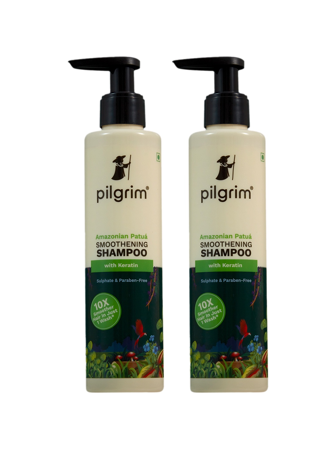 

Pilgrim Set of 2 Advanced Patua & Keratin Smoothening Shampoo - 200ml Each, Green