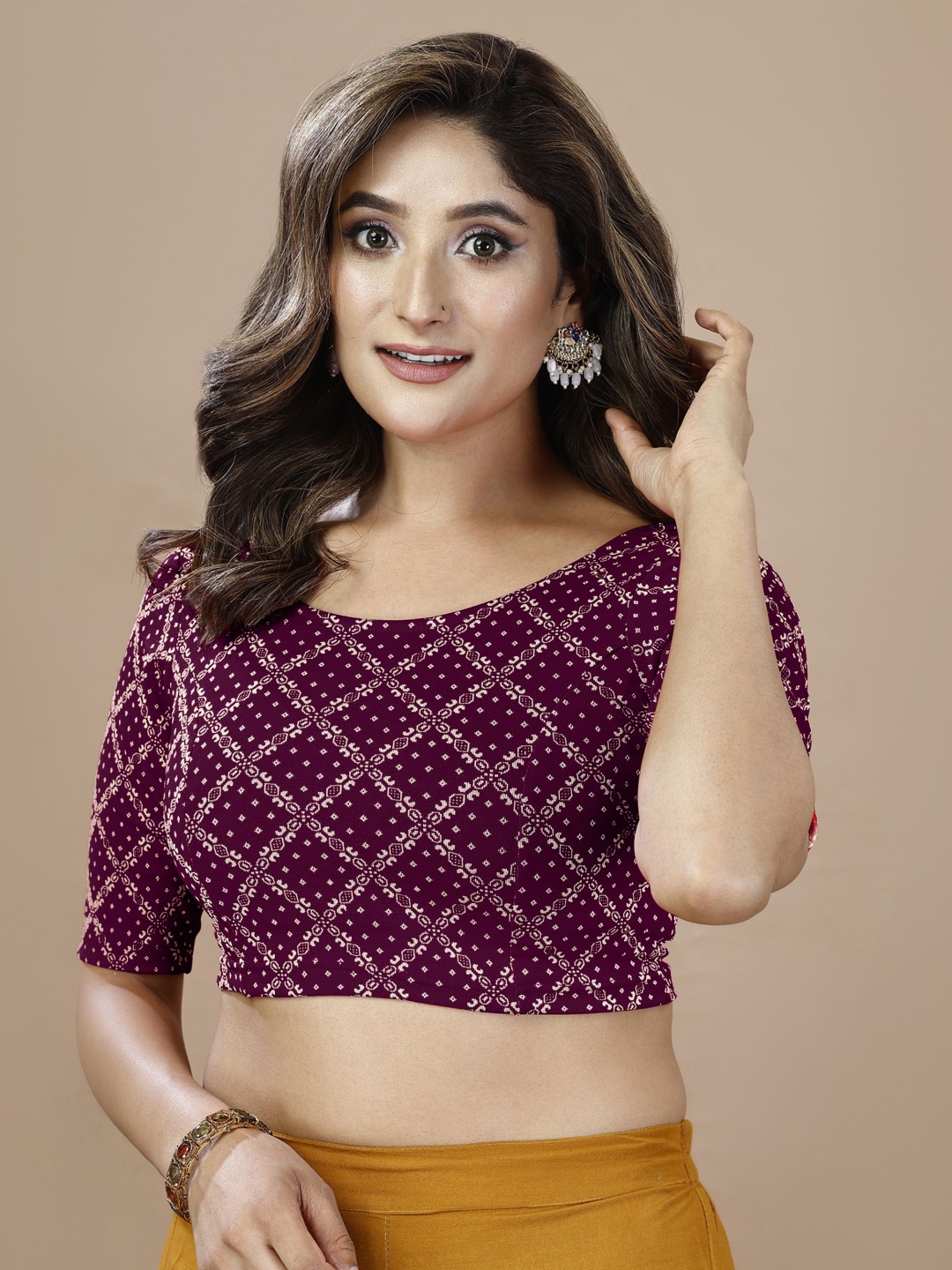 

Oomph! Women Non Padded Round Neck Saree Blouse, Purple