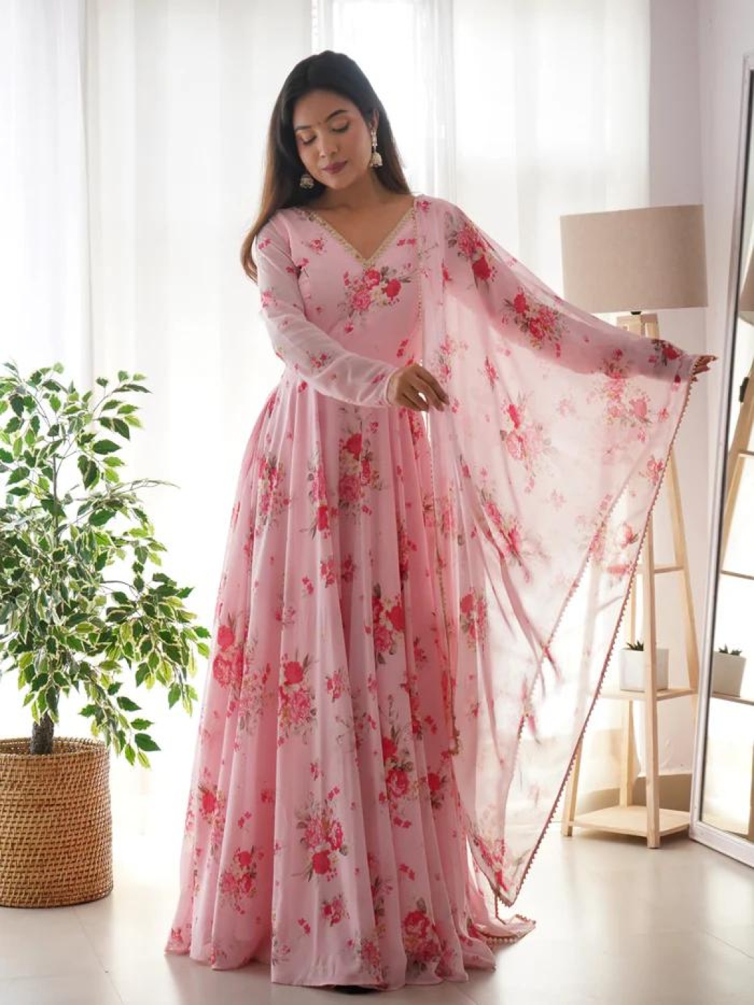 

BAESD Floral Printed Fit and Flare Maxi Dress, Pink