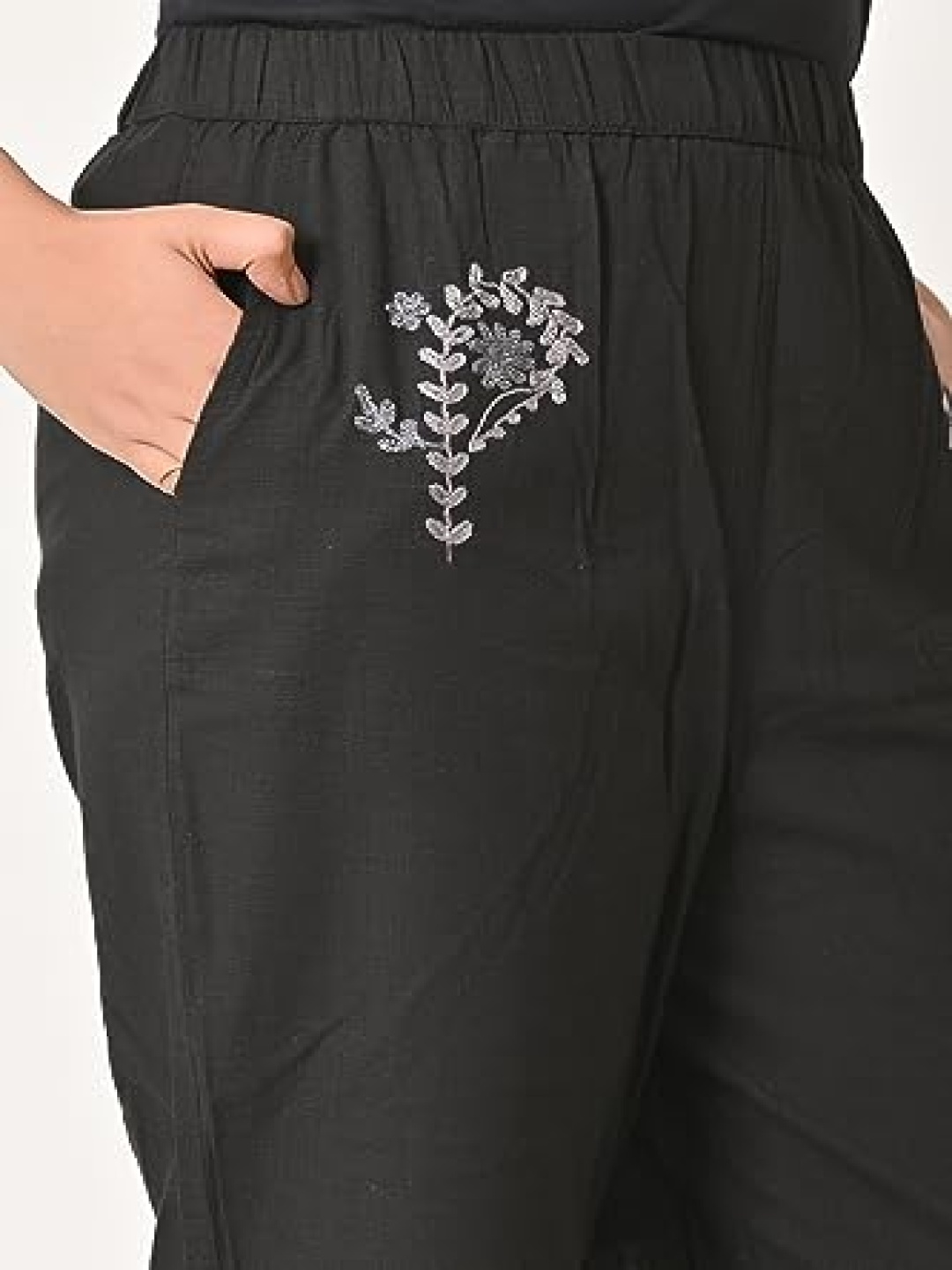 

Cloth Bites Women Ethnic Motifs Printed Loose Fit Trousers, Black