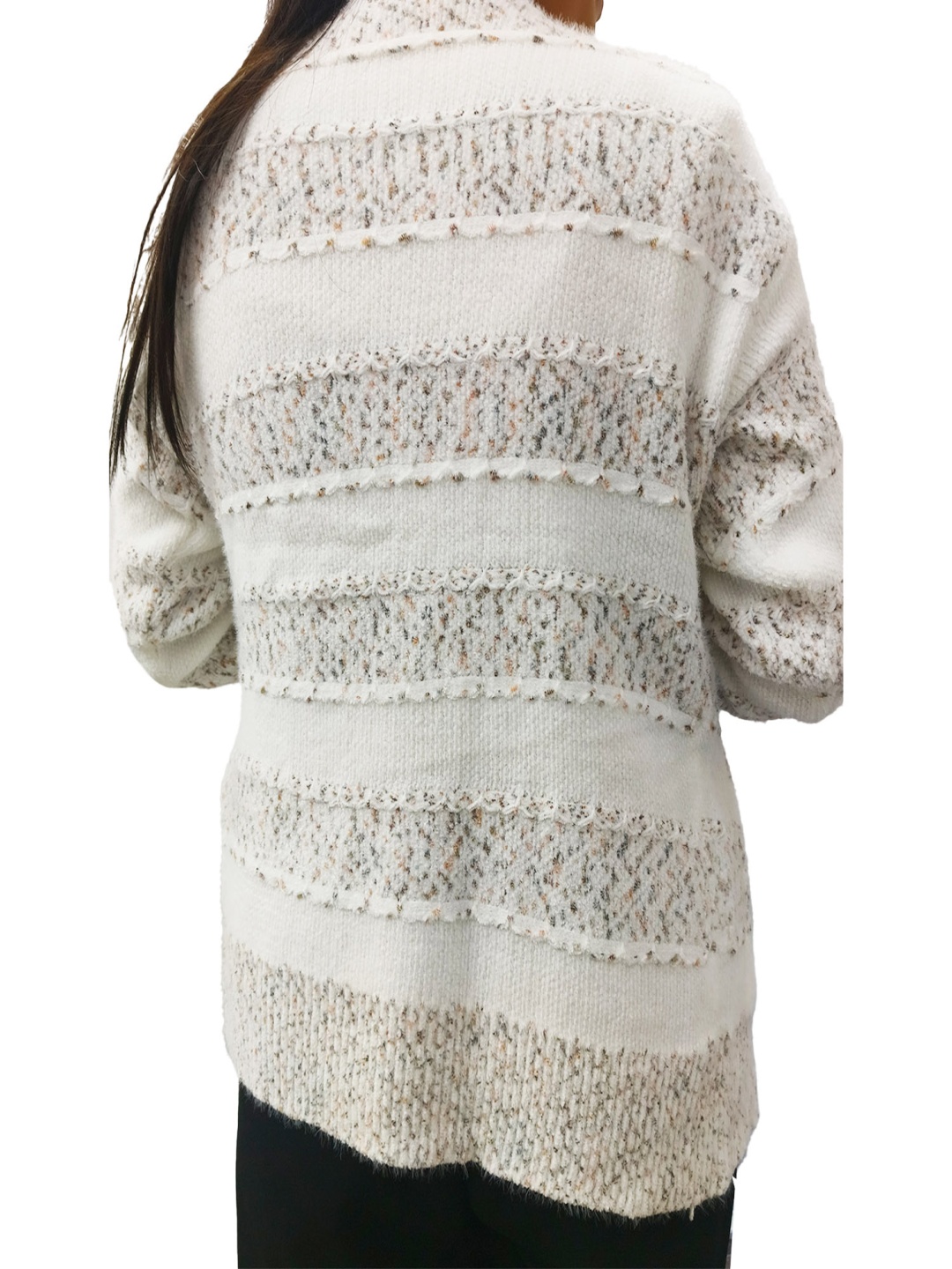 

StyleCast Striped Woollen Cardigan, Beige