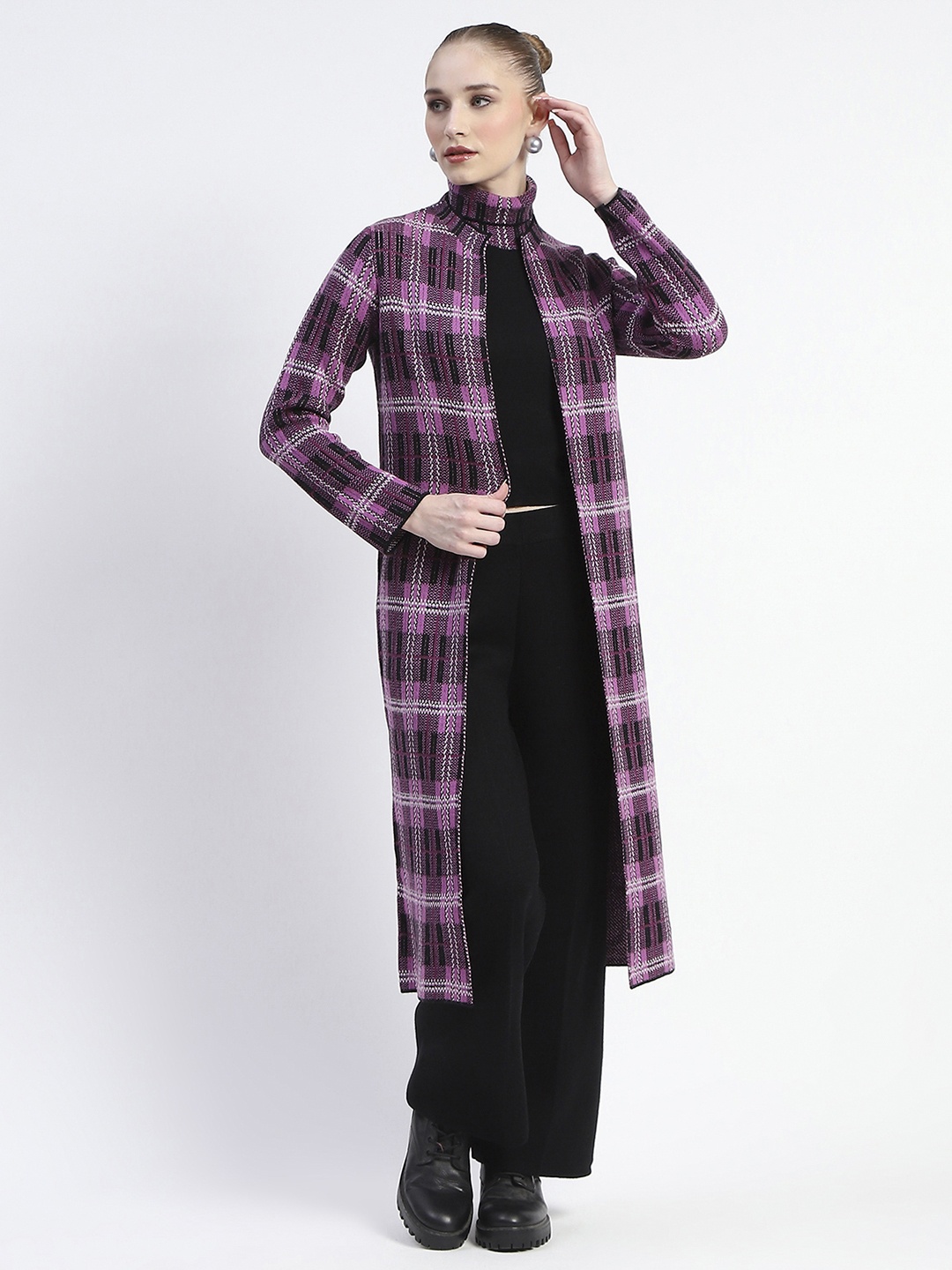 

Madame High Neck Sleeveless Top With Trouser With Shrug, Mauve