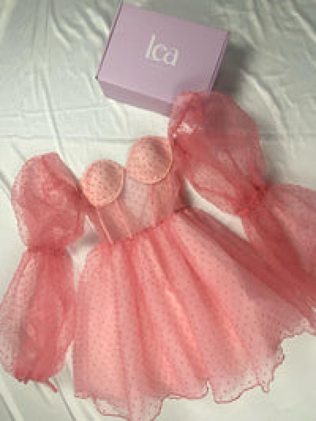

Lea Clothing Co. Sweetheart Neck Crepe Puff Sleeves Fit and Flare Dress, Pink