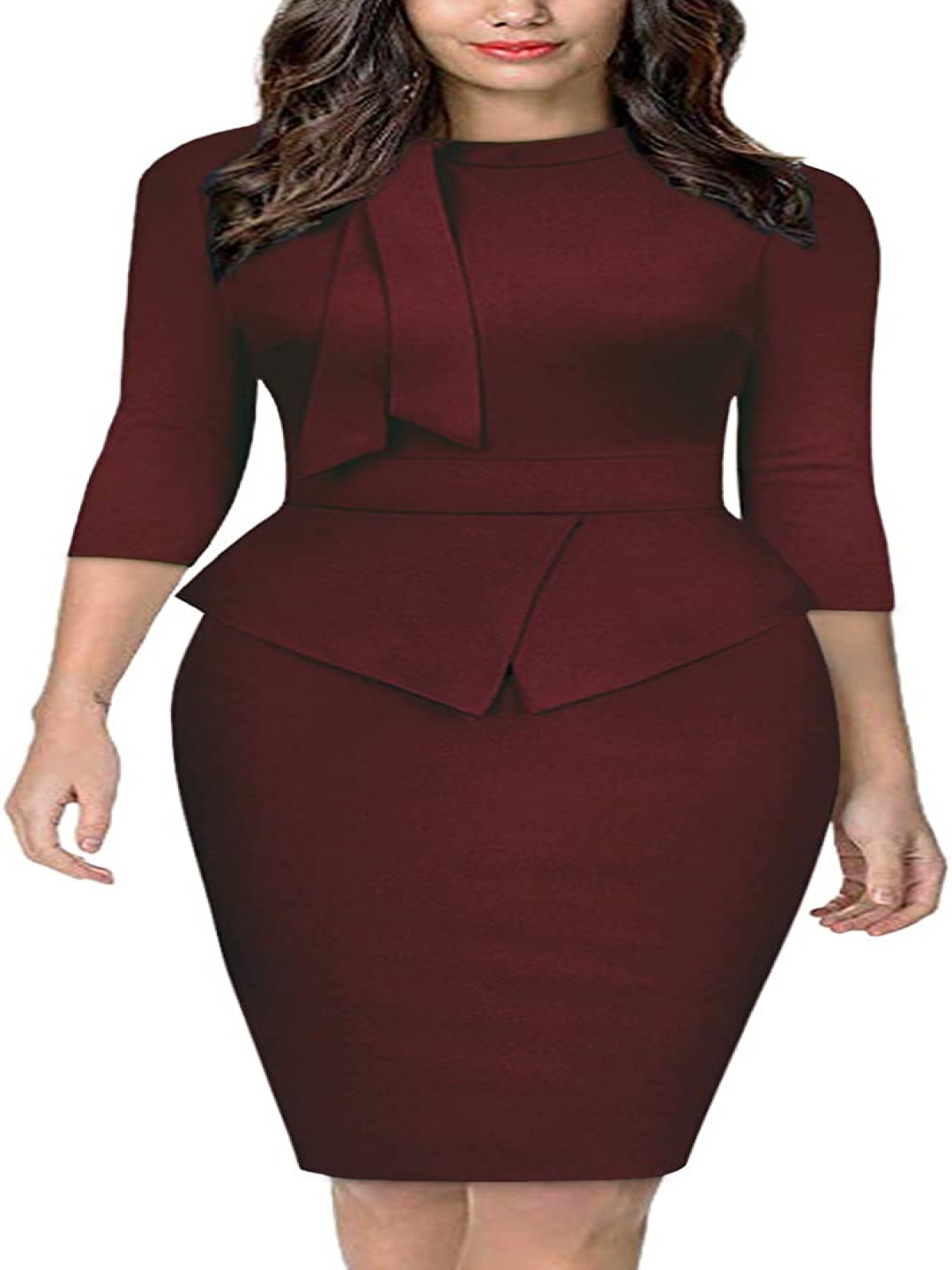 

Samsara Couture Bodycon Knee Length Dress, Maroon