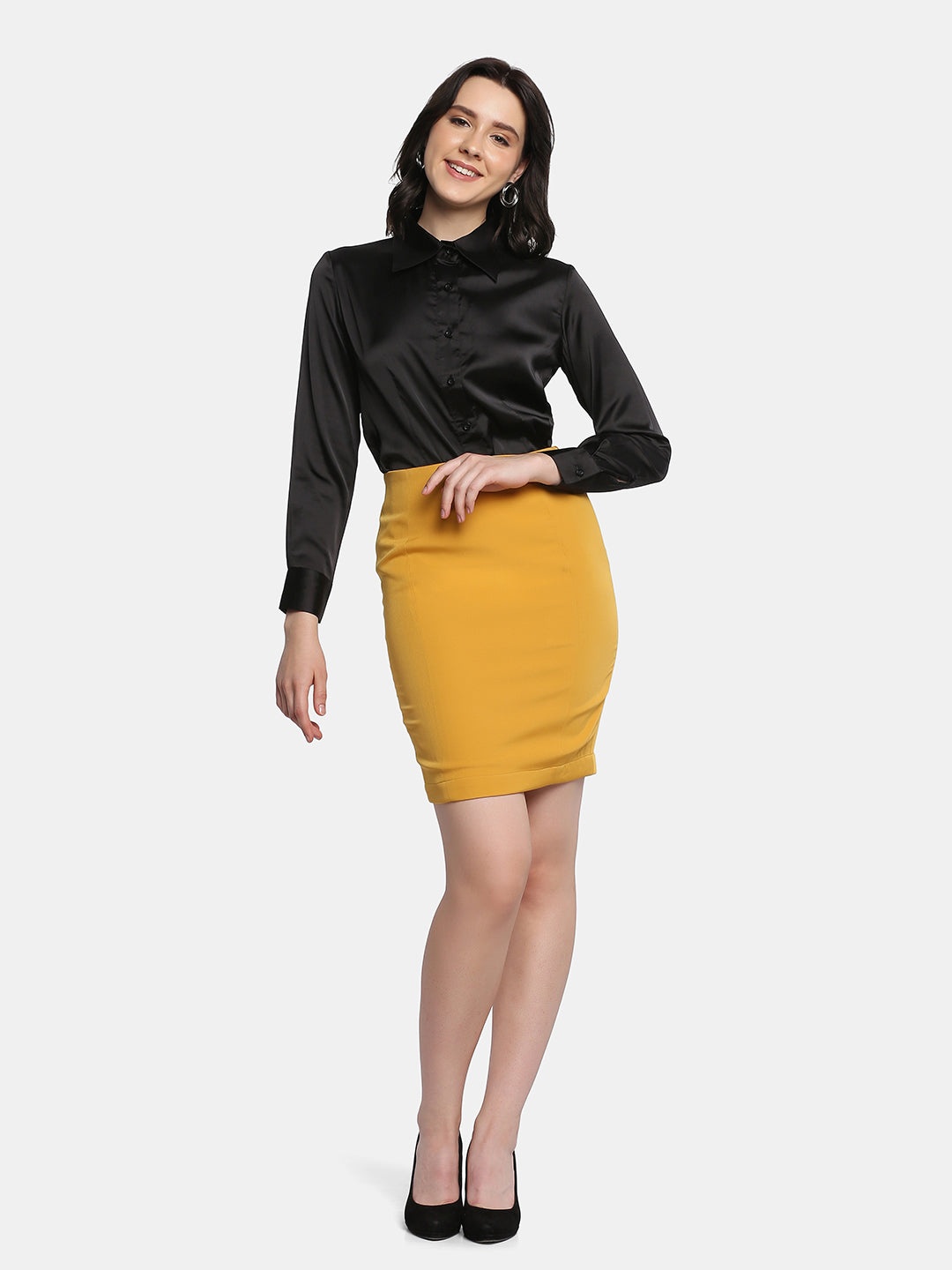 

PowerSutra Pencil Above Knee Length Skirts, Yellow