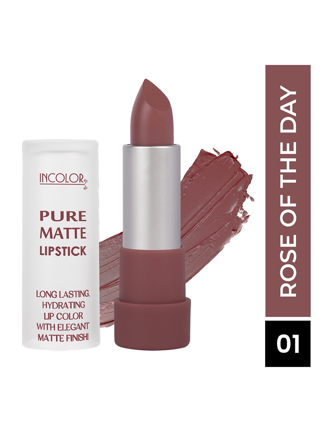 

INCOLOR Long Lasting & Hydrating Pure Matte Lipstick - Rose Of The Day 01, Pink