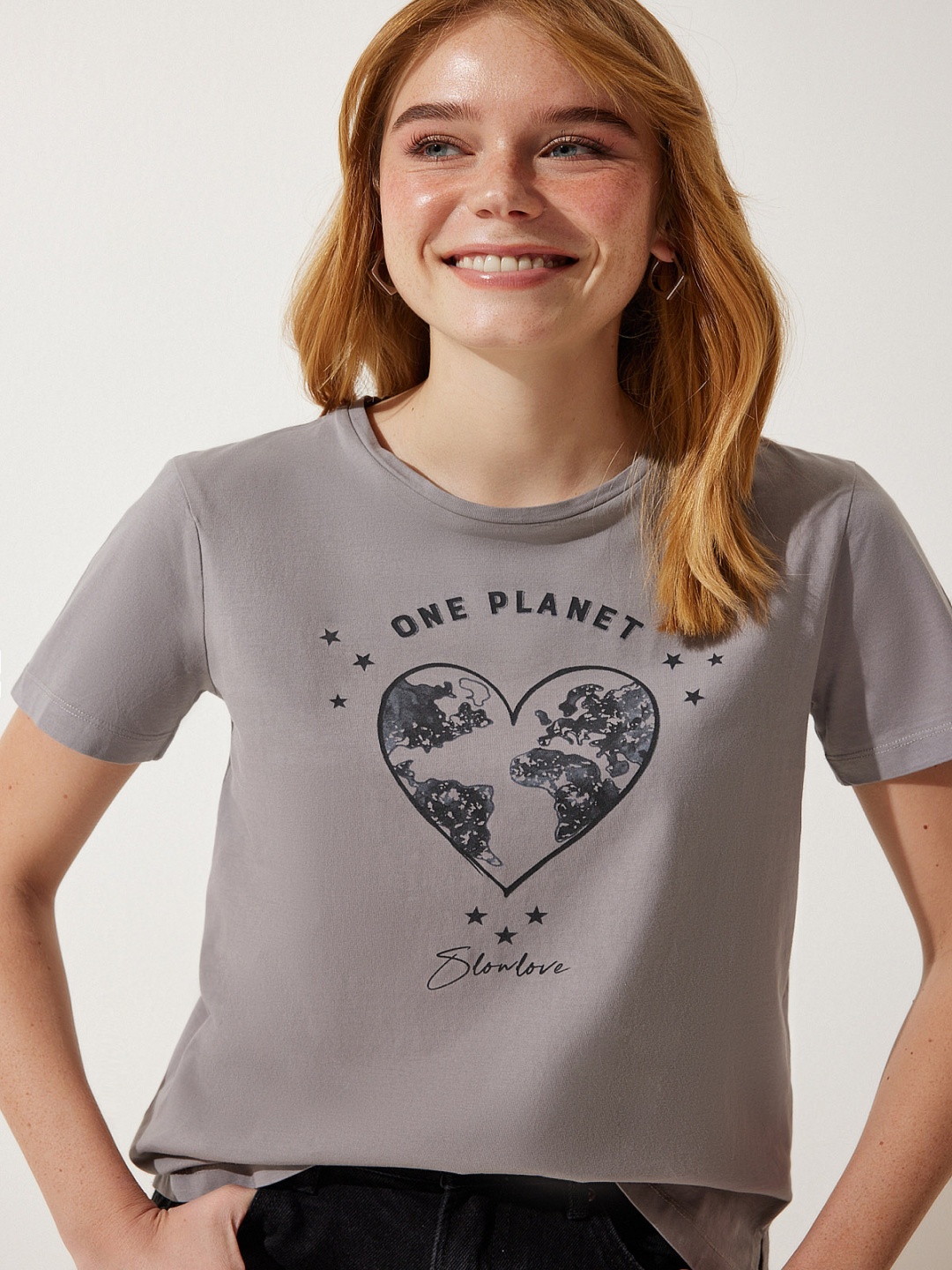 

Happiness istanbul Women Printed Extended Sleeves T-shirt, Na