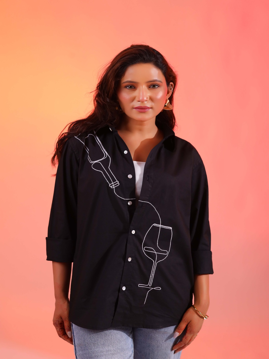 

DALCHINII Women Relaxed Opaque Casual Shirt, Black