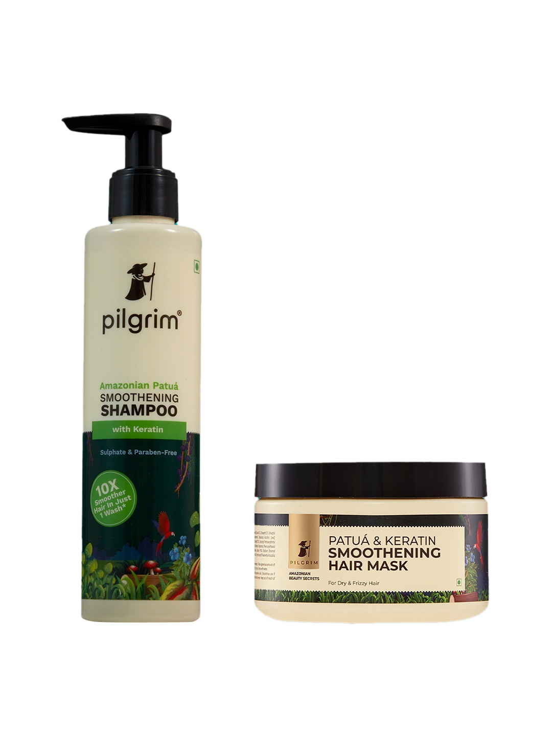 

Pilgrim Set of Advanced Patua & Keratin Smoothening Shampoo & Hair Care Mask, Green