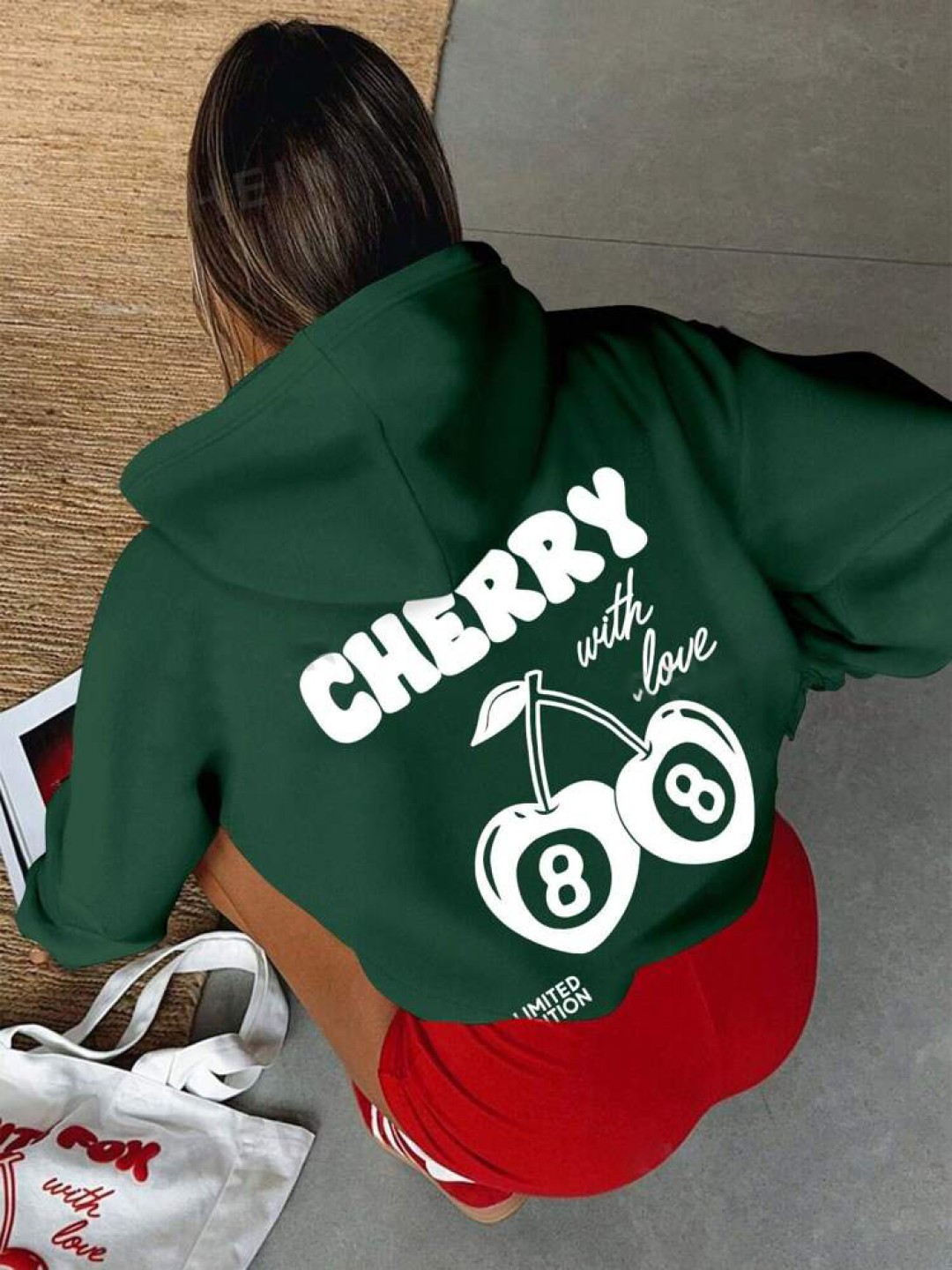 

TABADTOD Women Printed Hooded Sweatshirt, Green