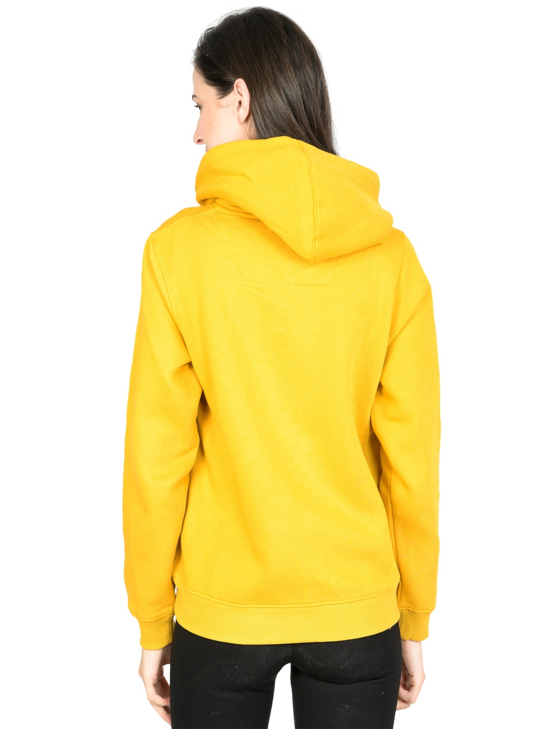 

Cheribell Women Printed Winter Hooded Sweatshirt, Mustard