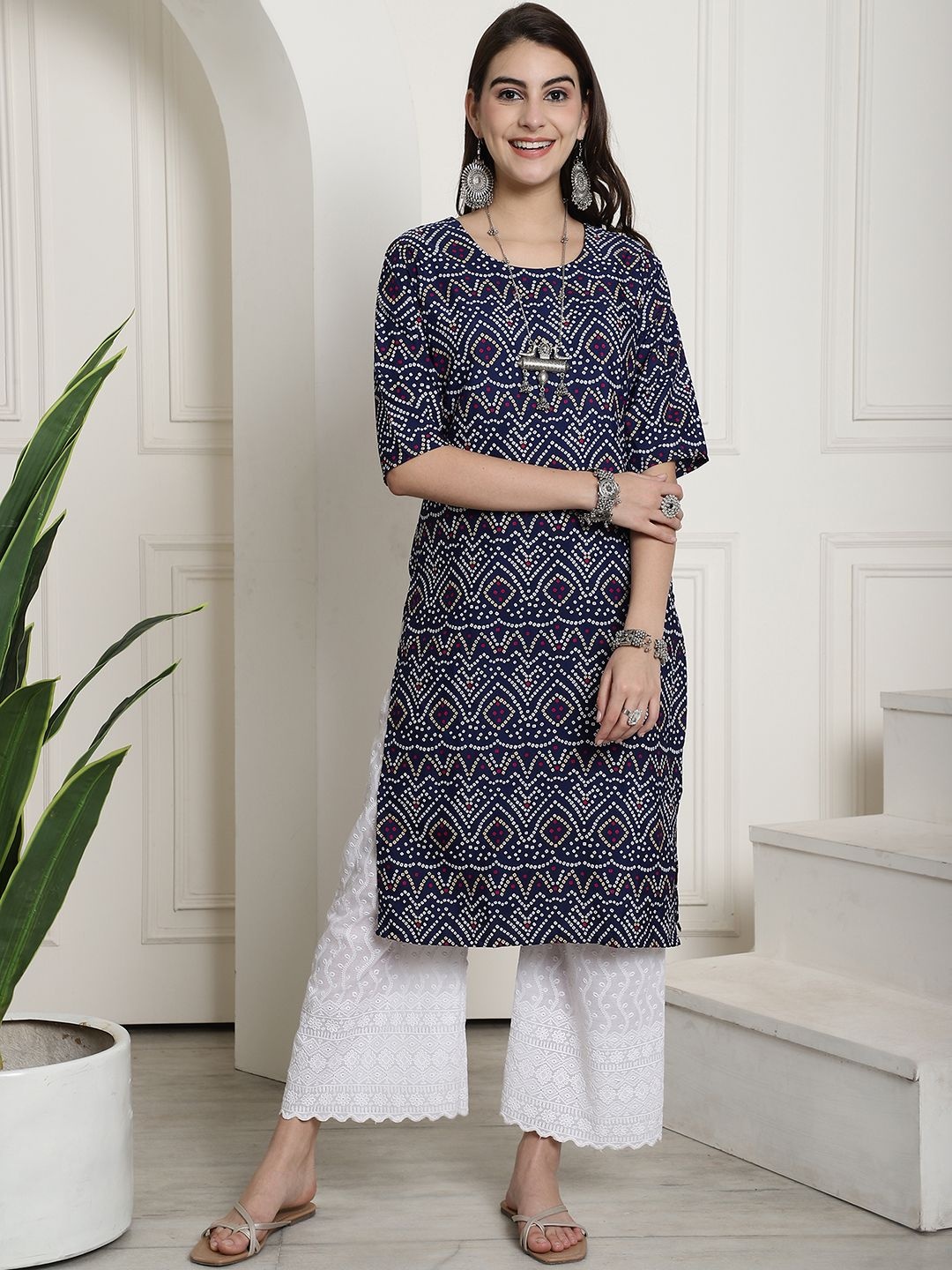 

7Threads Women Ethnic Motifs Printed Floral Crepe Kurta, Multi