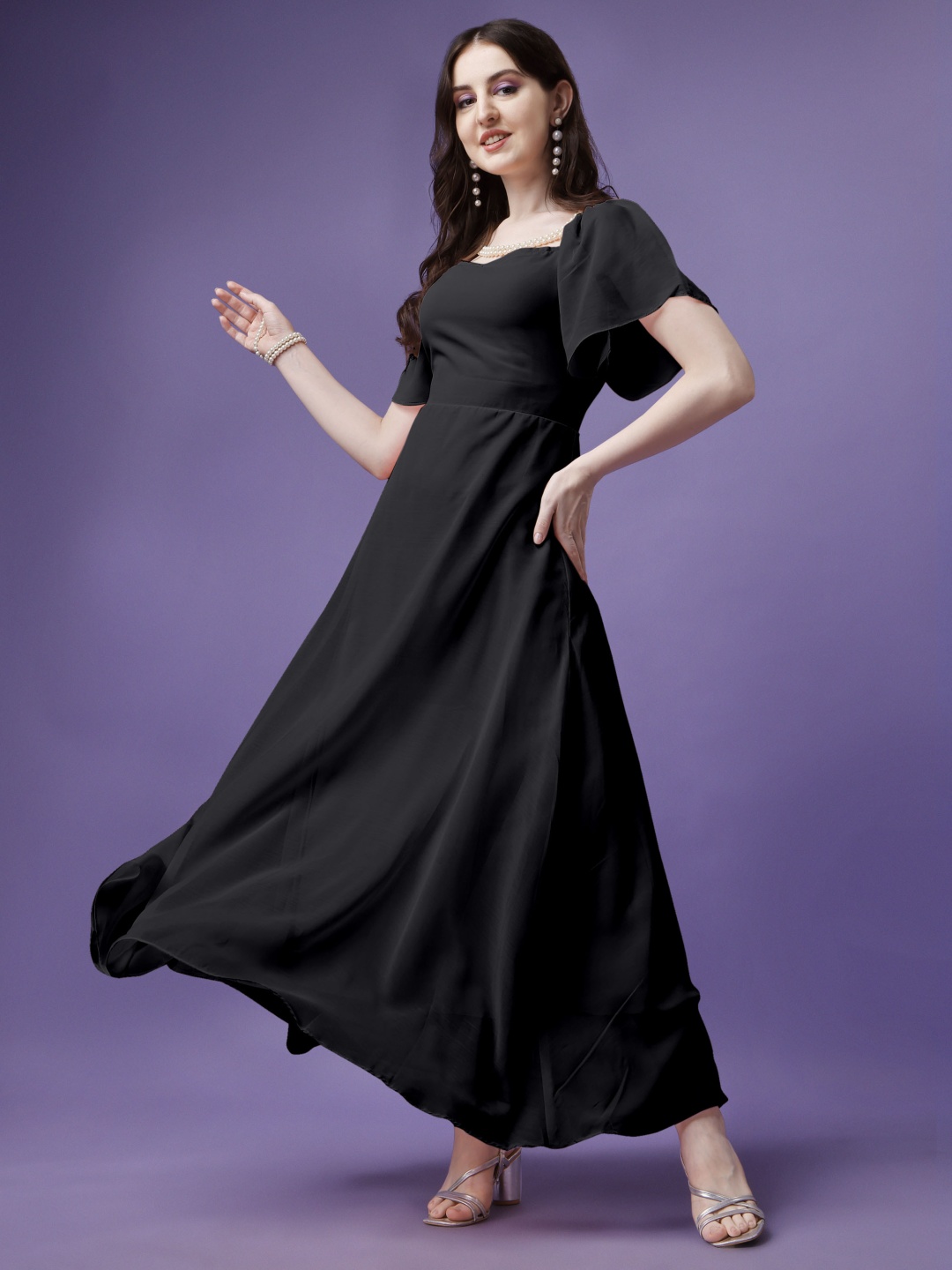 

Raiyani Enterprise Women Fit & Flare Maxi Dress, Black