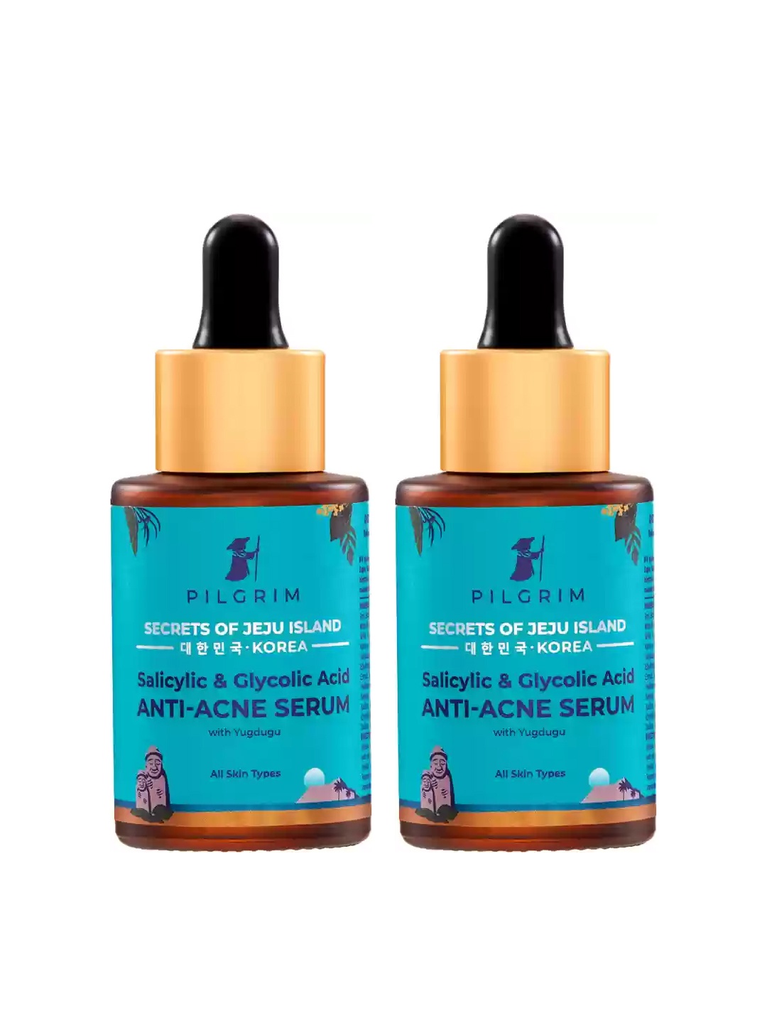 

Pilgrim Set of 2 Salicylic Acid 1% + Glycolic Acid 3% Anti Acne Serum, Teal