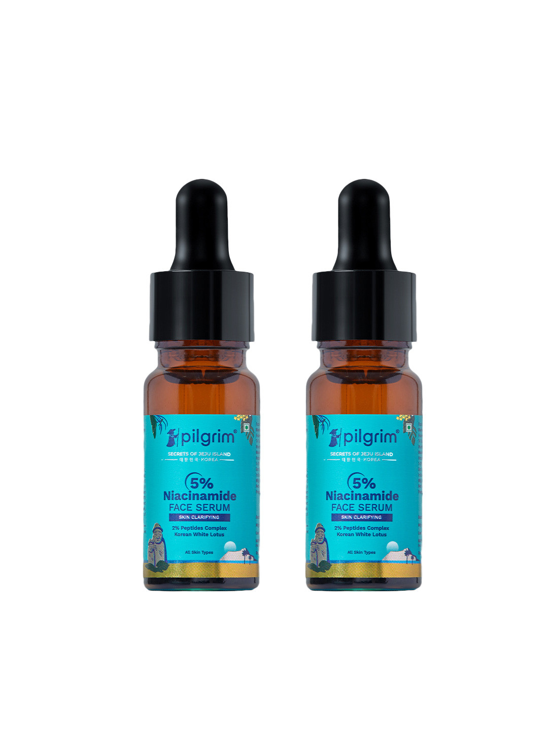 

Pilgrim Set of 2 5% Niacinamide Skin Clarifying Face Serum for Brightens Skin - 10 ml each, Blue