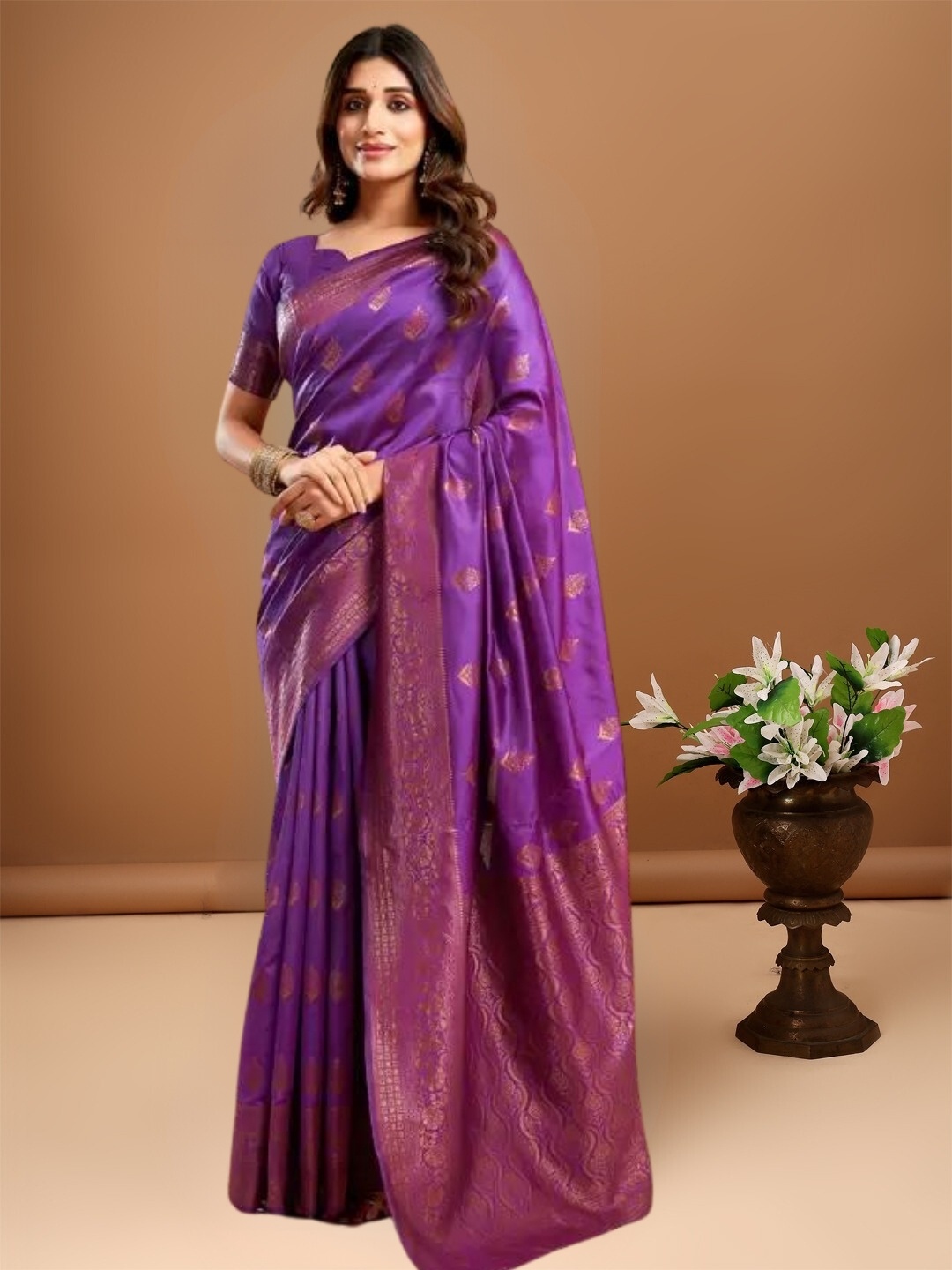 

KAZIA Woven Design Zari Banarasi Saree, Purple