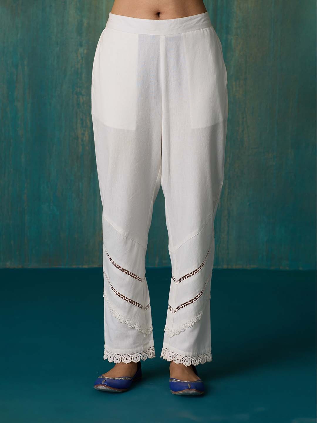 

Likha Women Solid Palazzos, White