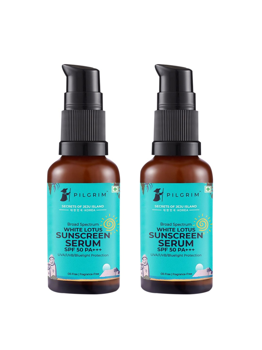 

Pilgrim Set of 2 Pilgrim White Lotus Sunscreen Gel Serum SPF50 For Dry Oily Skin -60ml, Teal