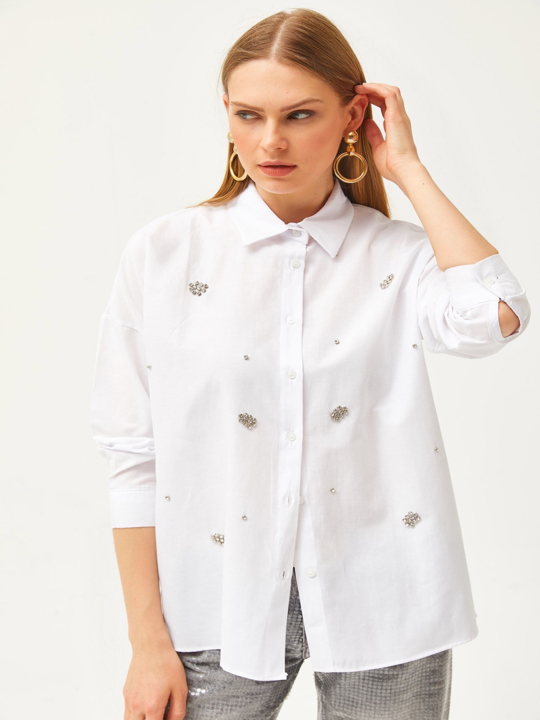 

Olalook Women Opaque Printed Casual Shirt, Na