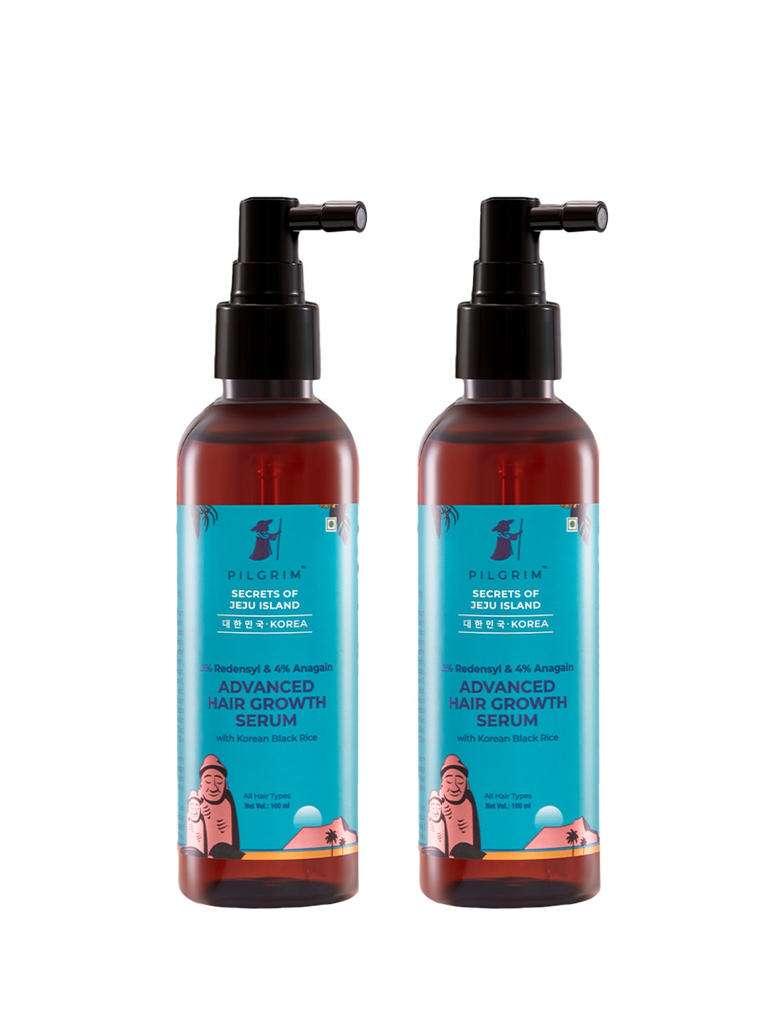 

Pilgrim Set of 2 Advanced Hair Growth Serum with Redensyl & Anagain - 100 ml each, Teal