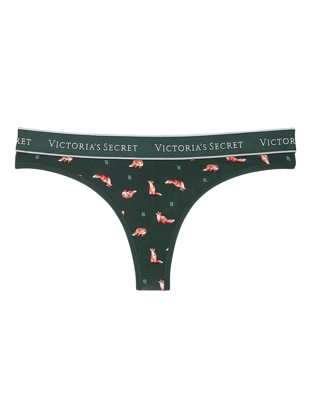 

Victoria's Secret Printed Logo-Detail Mid-Rise Thong Briefs, Green