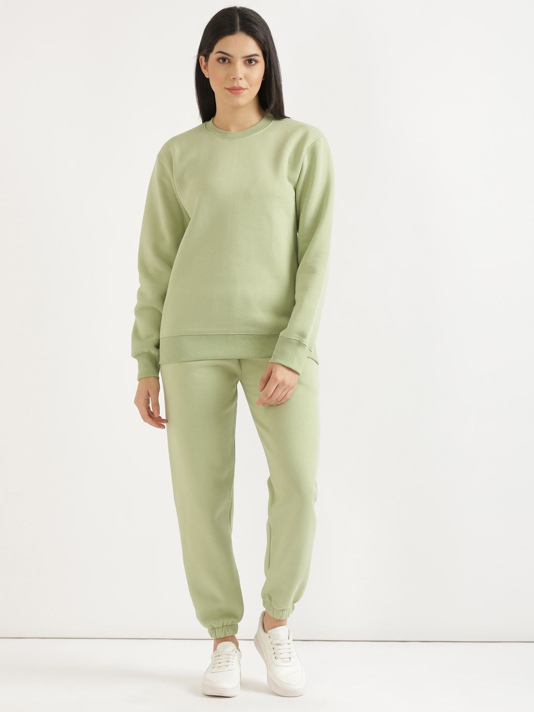 

SHOOLIN Round Neck Pure Wool Sweatshirt With Joggers, Green