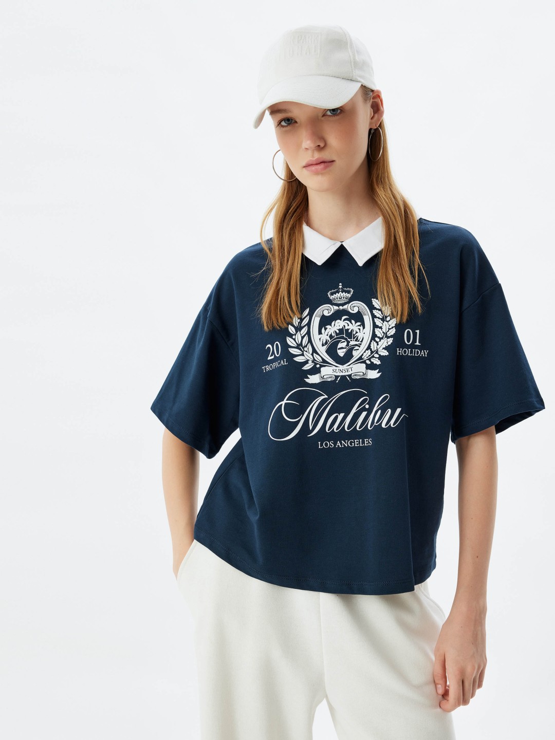 

Koton Women Typography Printed Pure Cotton T-shirt, Blue