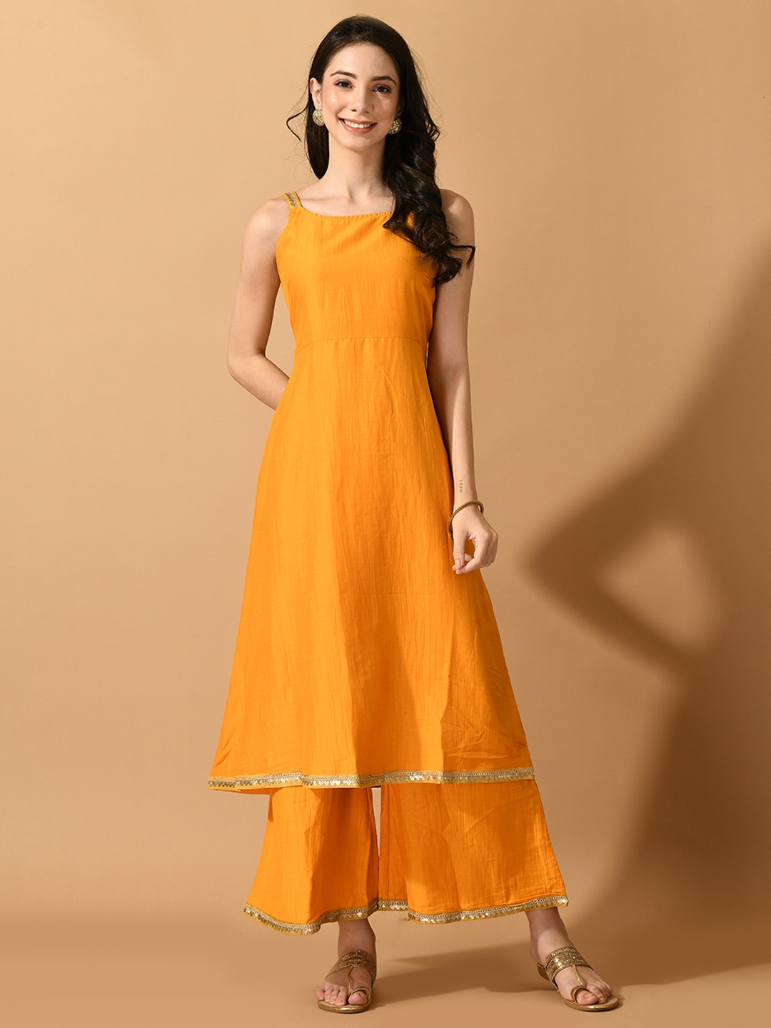 

KALINI Women Empire Gotta Patti Kurta with Palazzos, Yellow