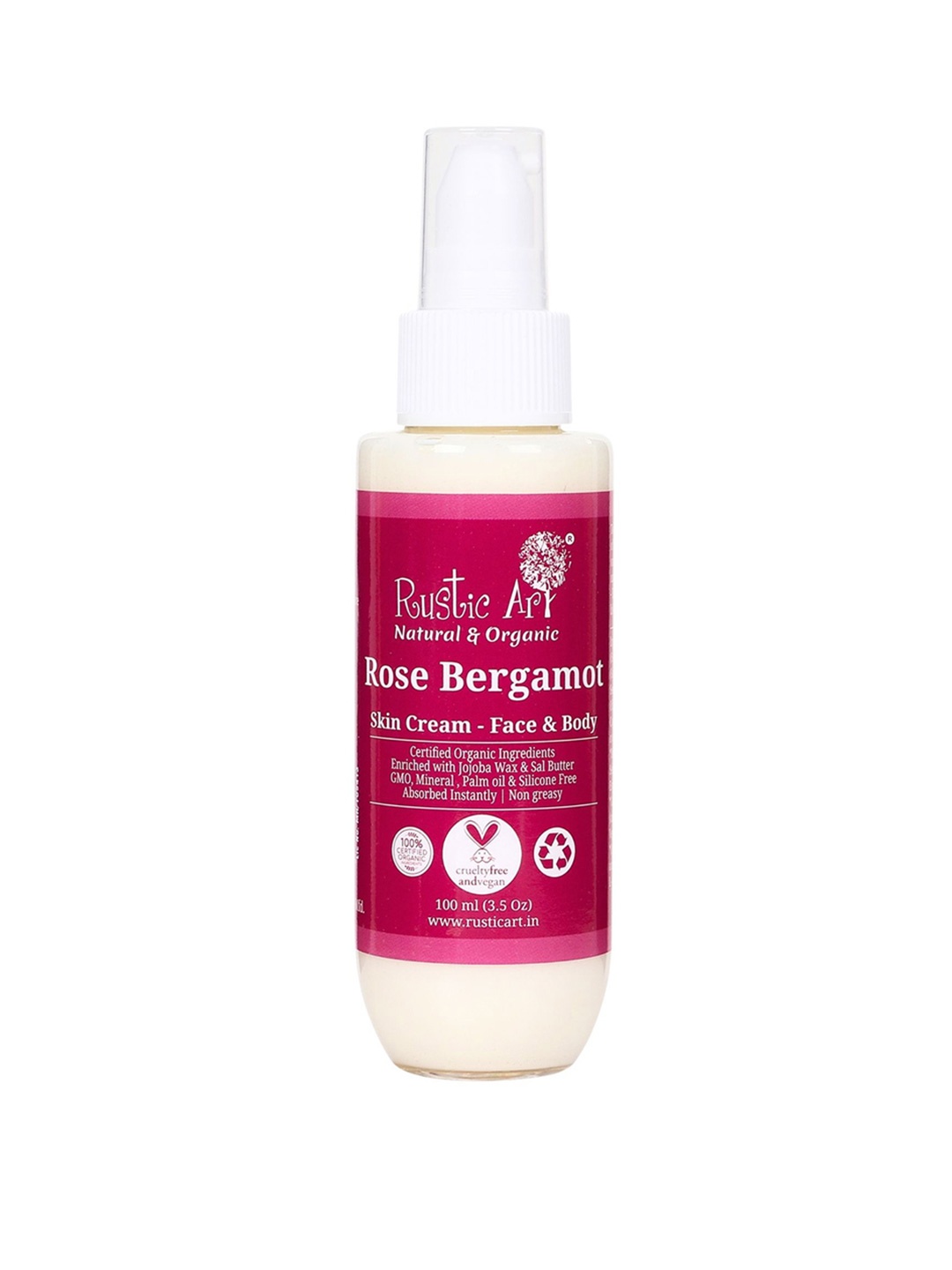 

Rustic Art Rose Bergamot Skin Cream Face & Body Moisturizer - 100 ml, Pink