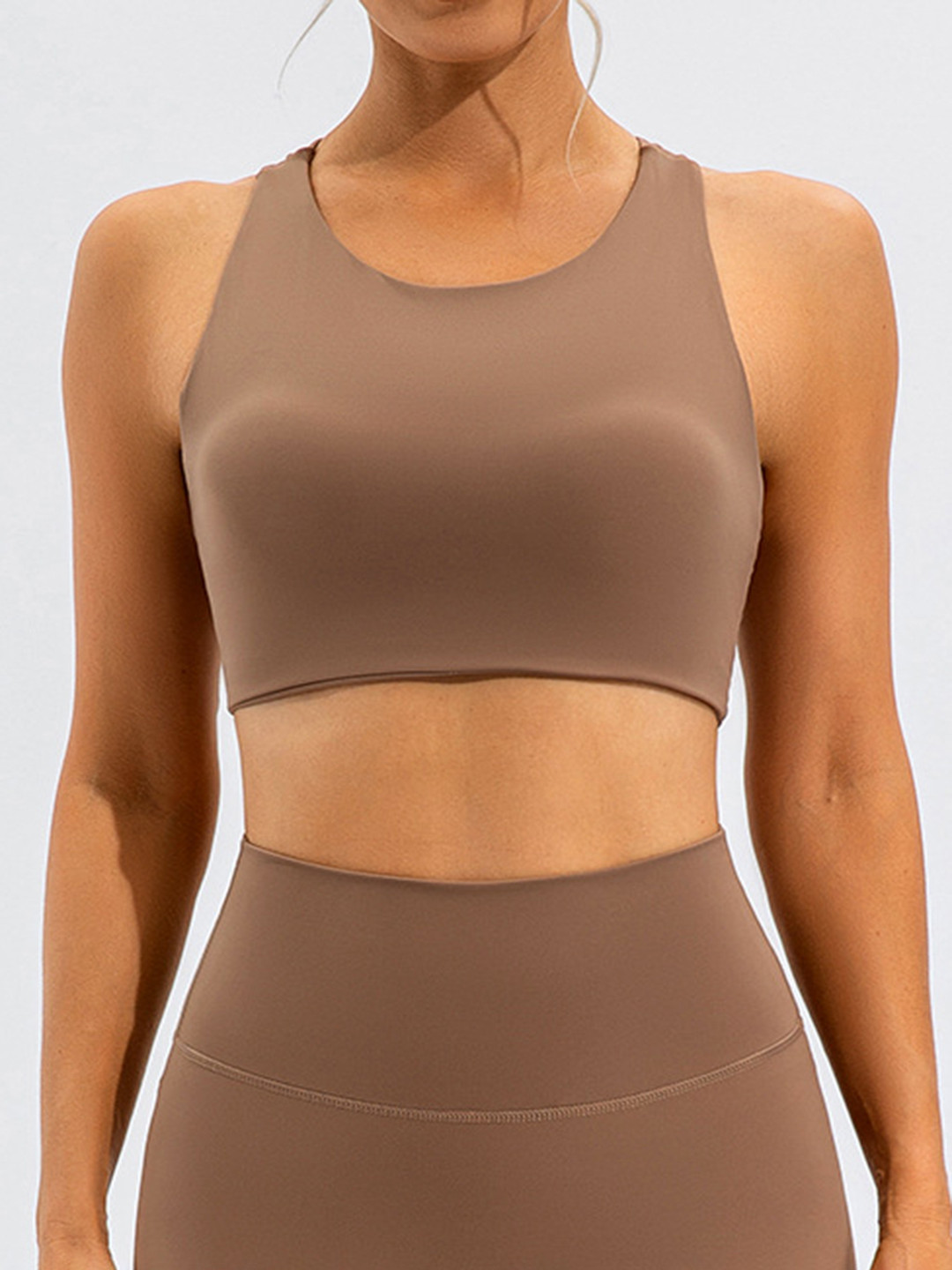 

LULU & SKY Tank Crop Top, Coffee brown