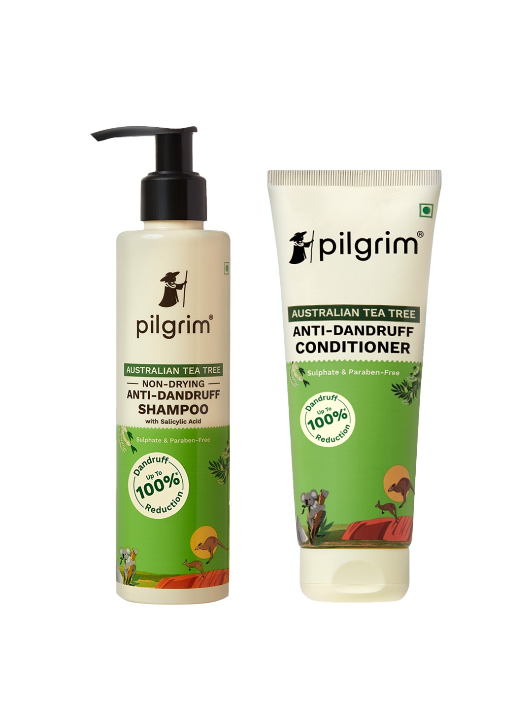 

Pilgrim Set of Australian Tea Tree Anti-Dandruff Shampoo & Conditioner-400ml, Green