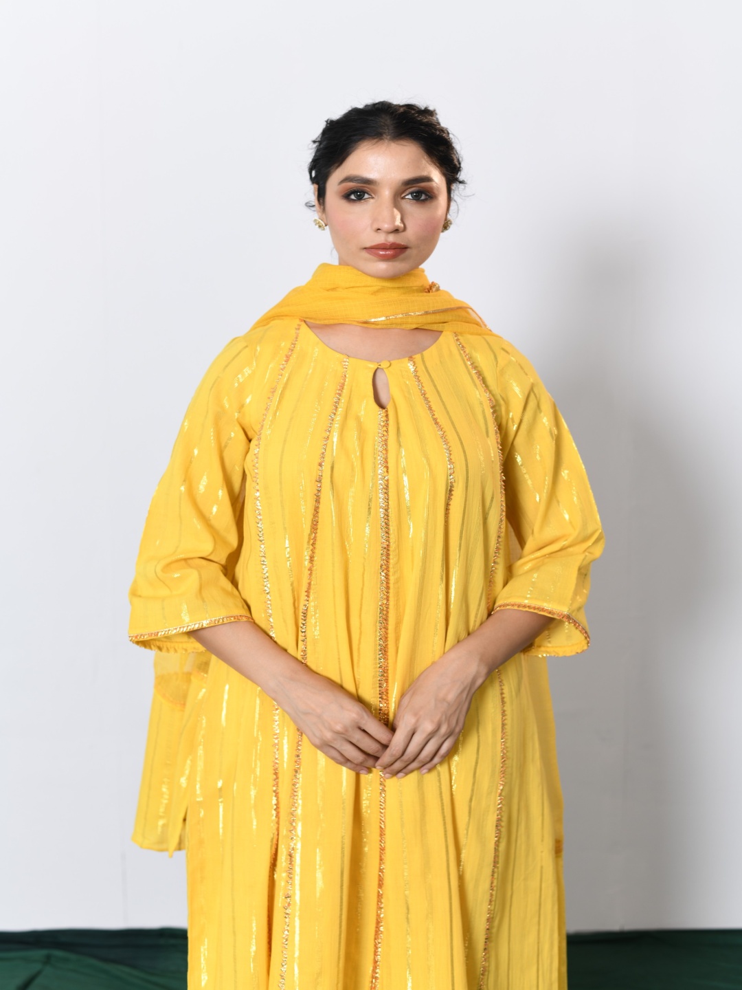 

PINK CACTII Women Regular Kurta with Pyjamas & With Dupatta, Yellow