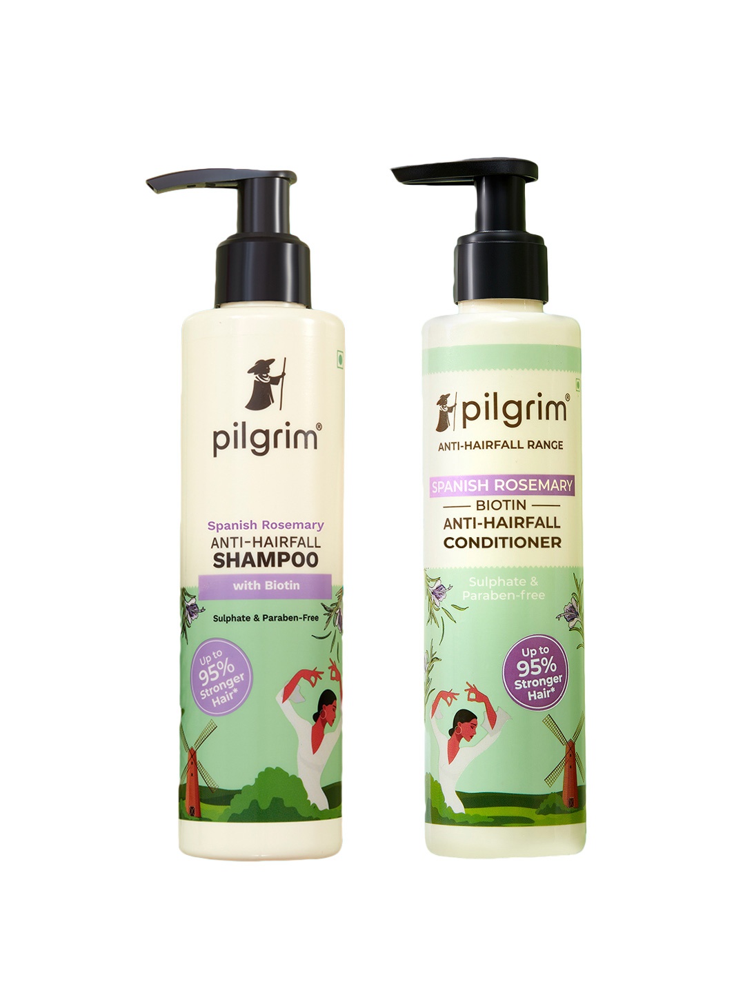 

Pilgrim Set of Rosemary & Biotin Anti-Hairfall Shampoo & Anti-Hairfall Conditioner, Green