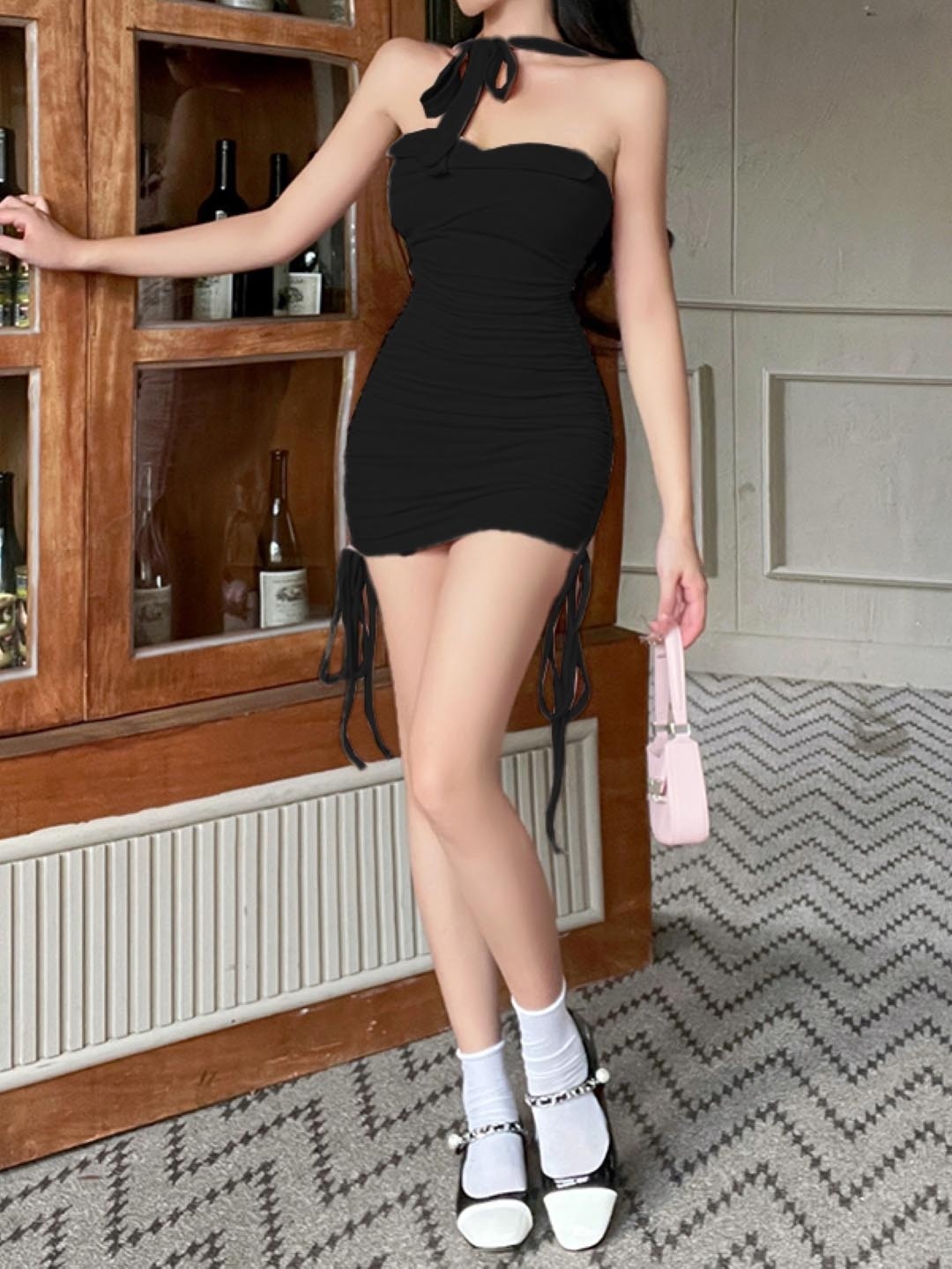 

KPOP Women Off-Shoulder Bodycon Dress, Black