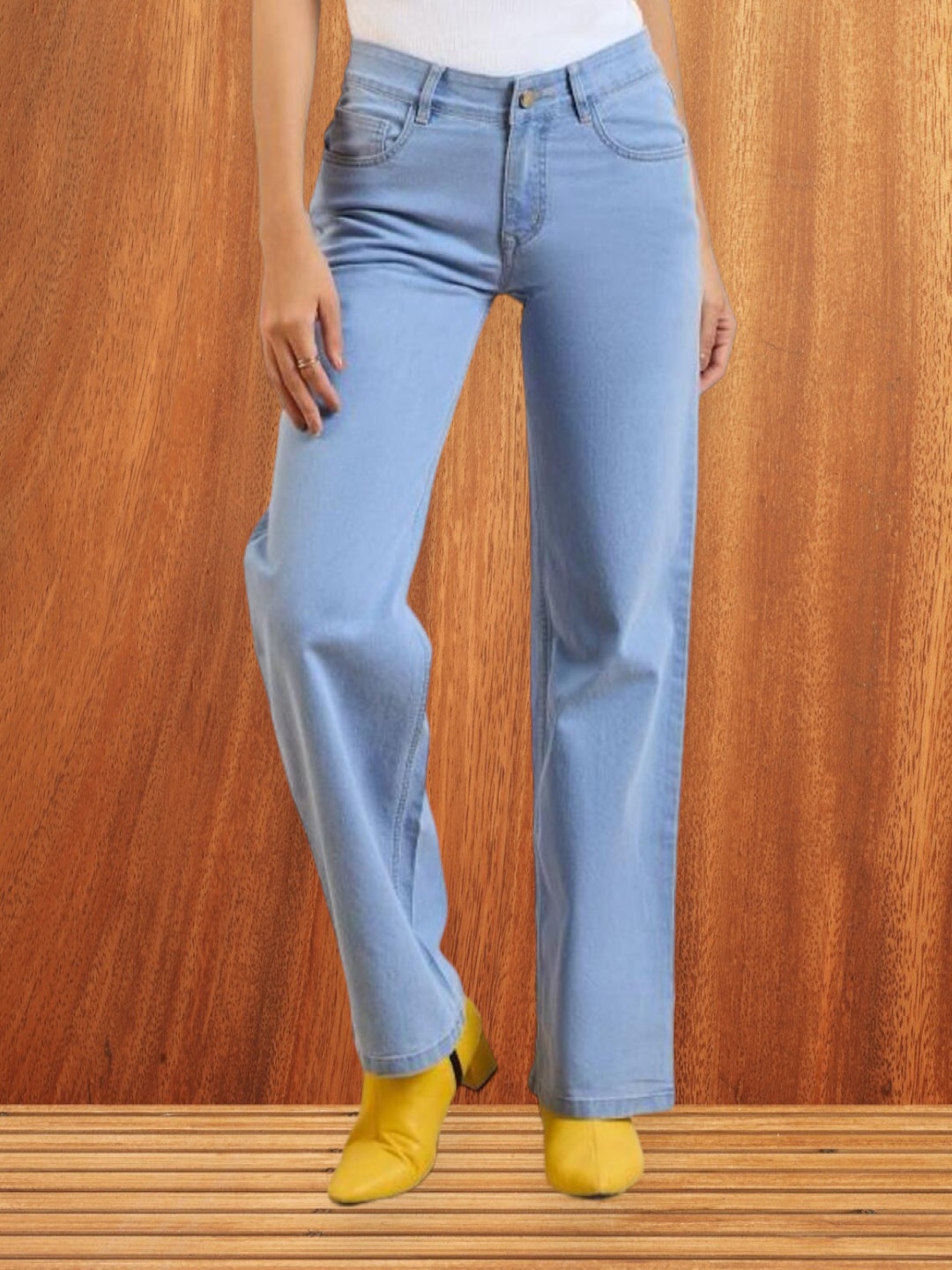 

Perfect Outlet Women Wide Leg High-Rise Jeans, Blue