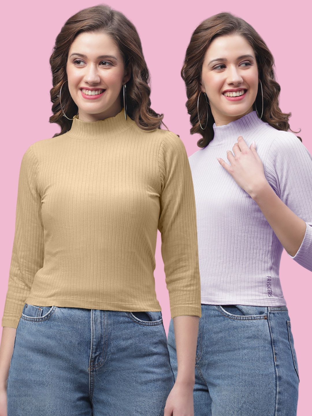 

FBAR Women Pack of 2 Self Design Crop Top, Multi
