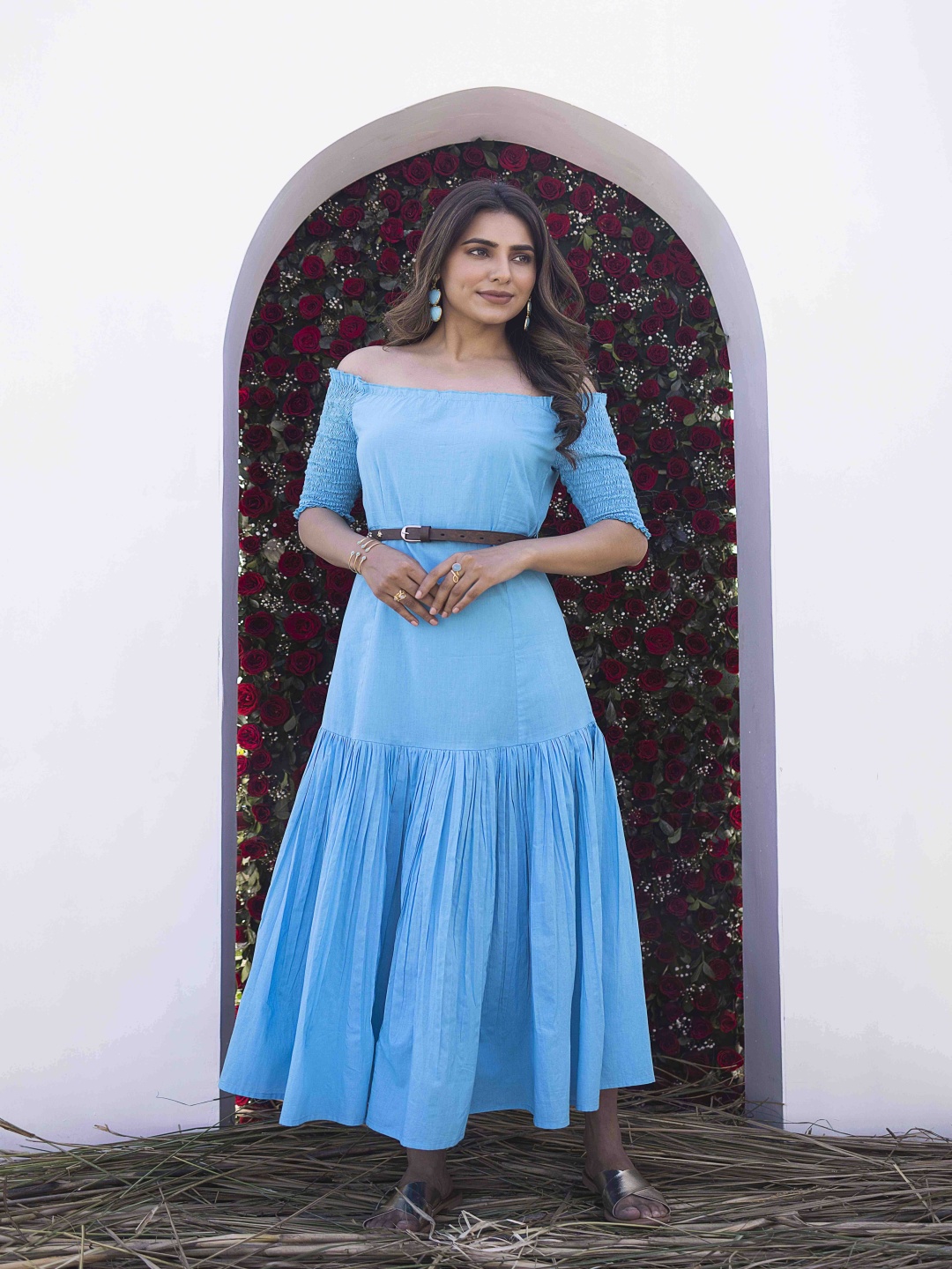 

Ragavi Off-Shoulder Maxi Dress, Blue
