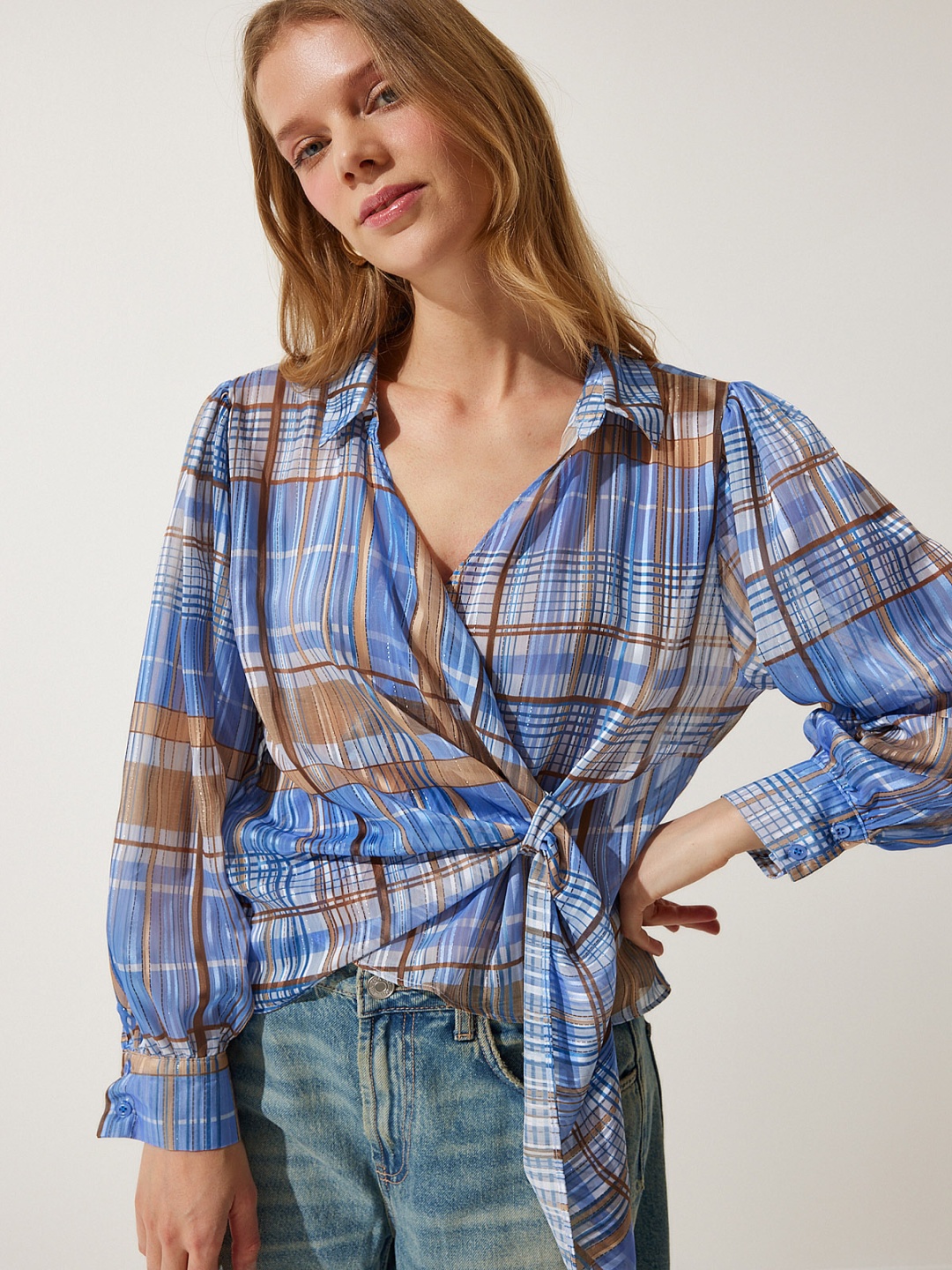 

Happiness istanbul Women Tartan Checks Opaque Checked Casual Shirt, Na