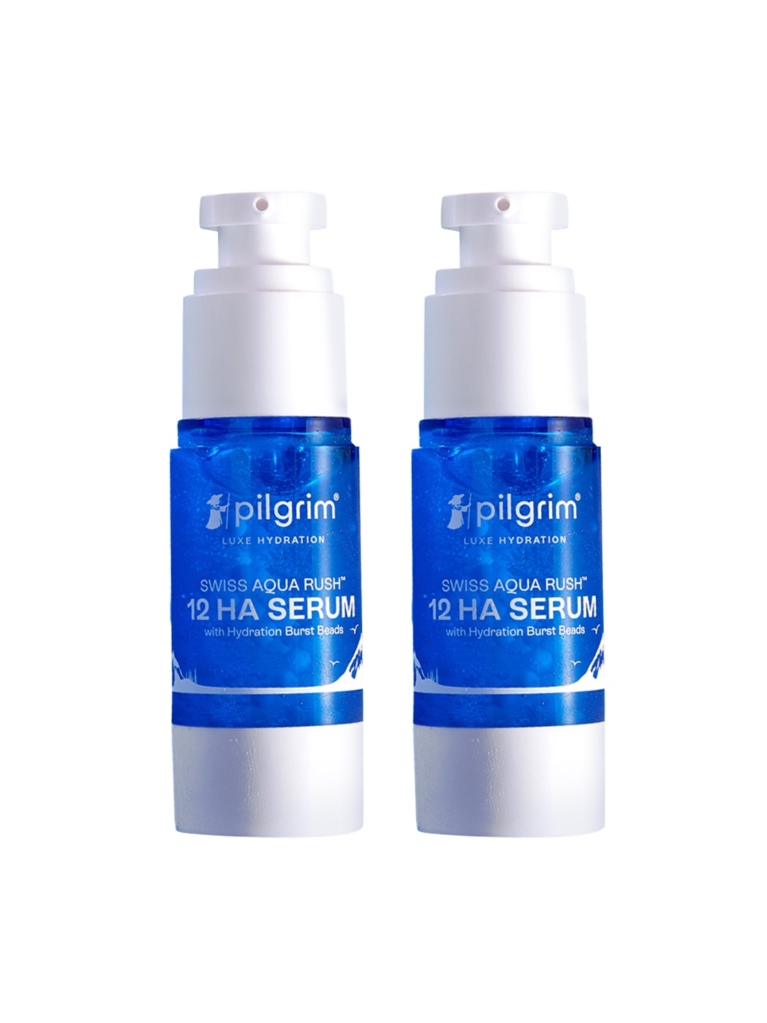 

Pilgrim Set Of 2 Swiss Aqua Rush 12HA Serums with Hydration Burst Beads - 30 ml Each, Blue