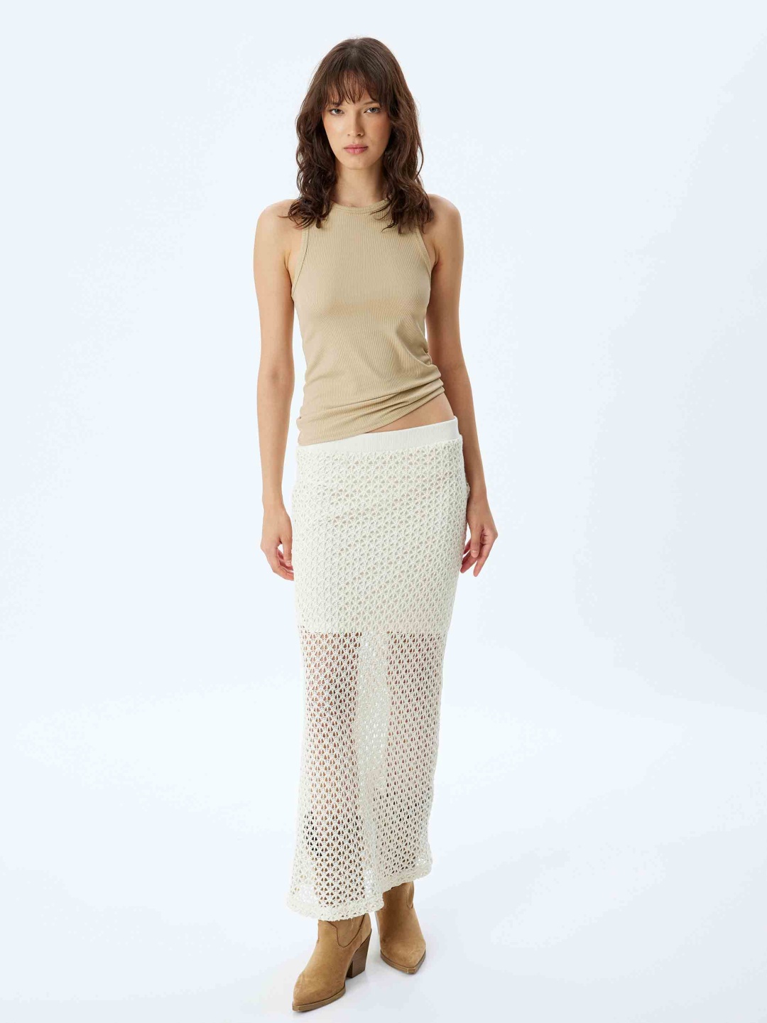 

Koton Solid Round Neck Top, Beige
