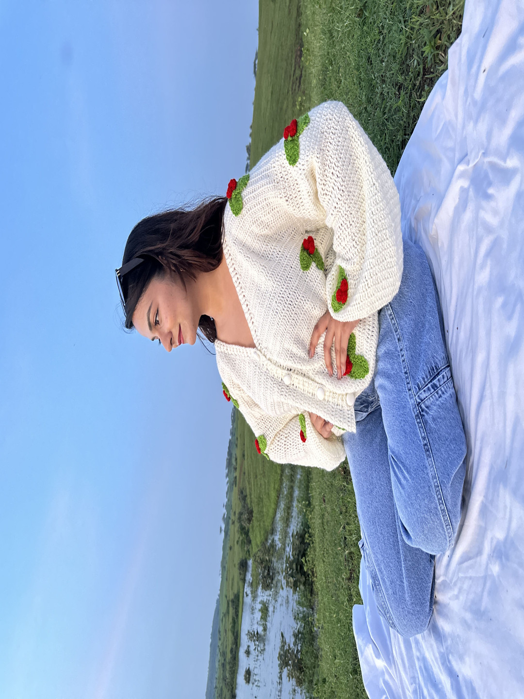 

Sugercandy Women Embroidered Woollen Cardigan, Beige