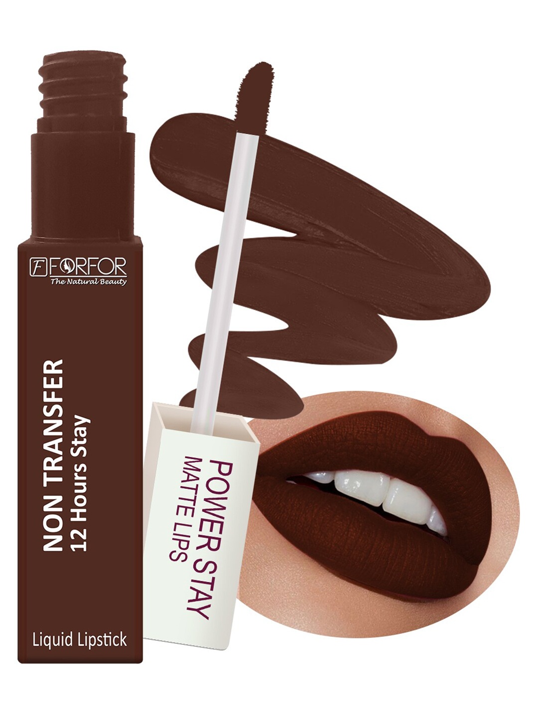 

FORFOR Powerstay Non-Transfer Waterproof Liquid Matte Lipstick 5ml - Cocoa Brown 16, Coffee brown