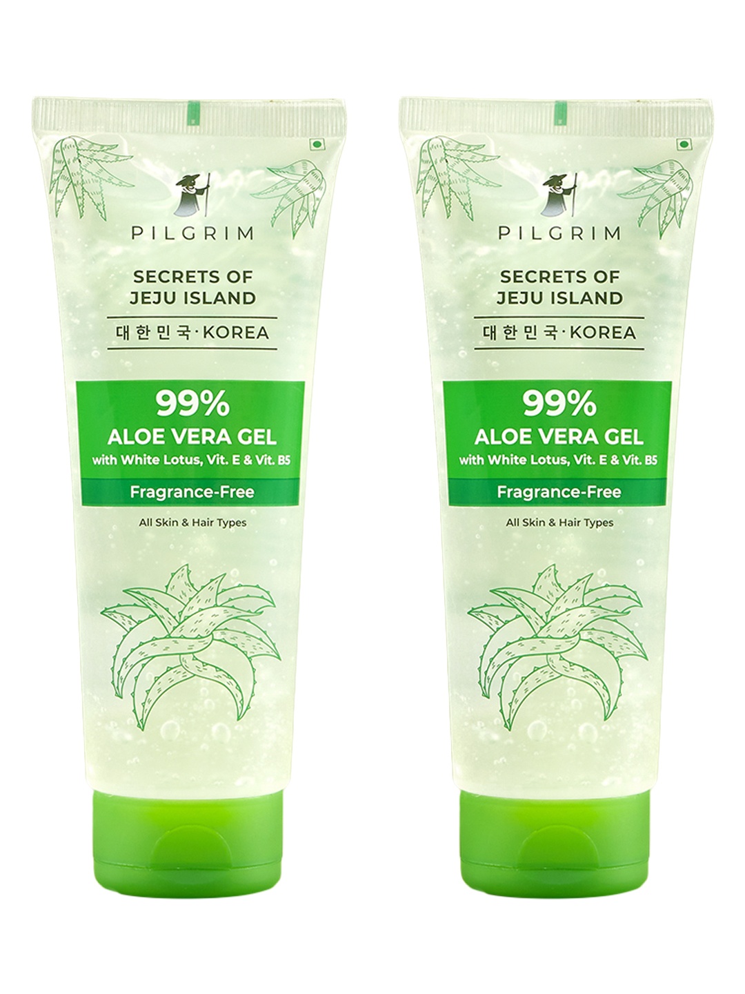 

Pilgrim Set of 2 Aloe Vera Gel With Vitamin E For Glowing Skin & Hair-200g Each, Teal