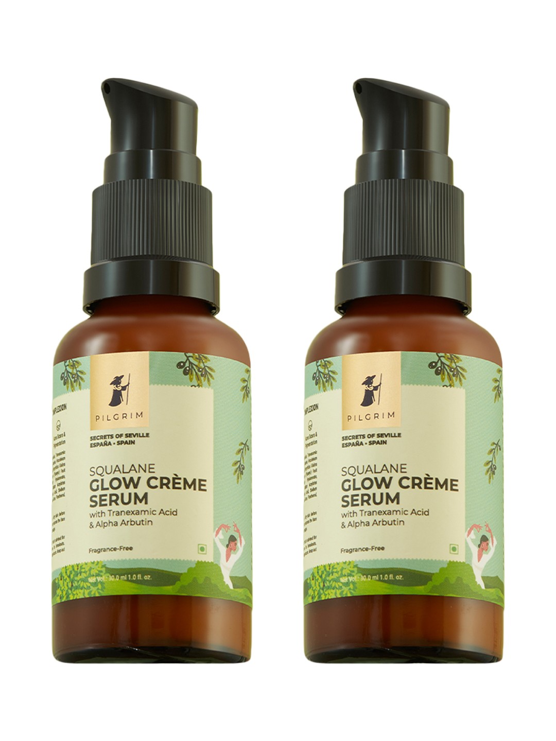 

Pilgrim Set of 2 Squalane Glow Face Serum with Tranexamic Acid For Dark Spots - 30ml Each, Green