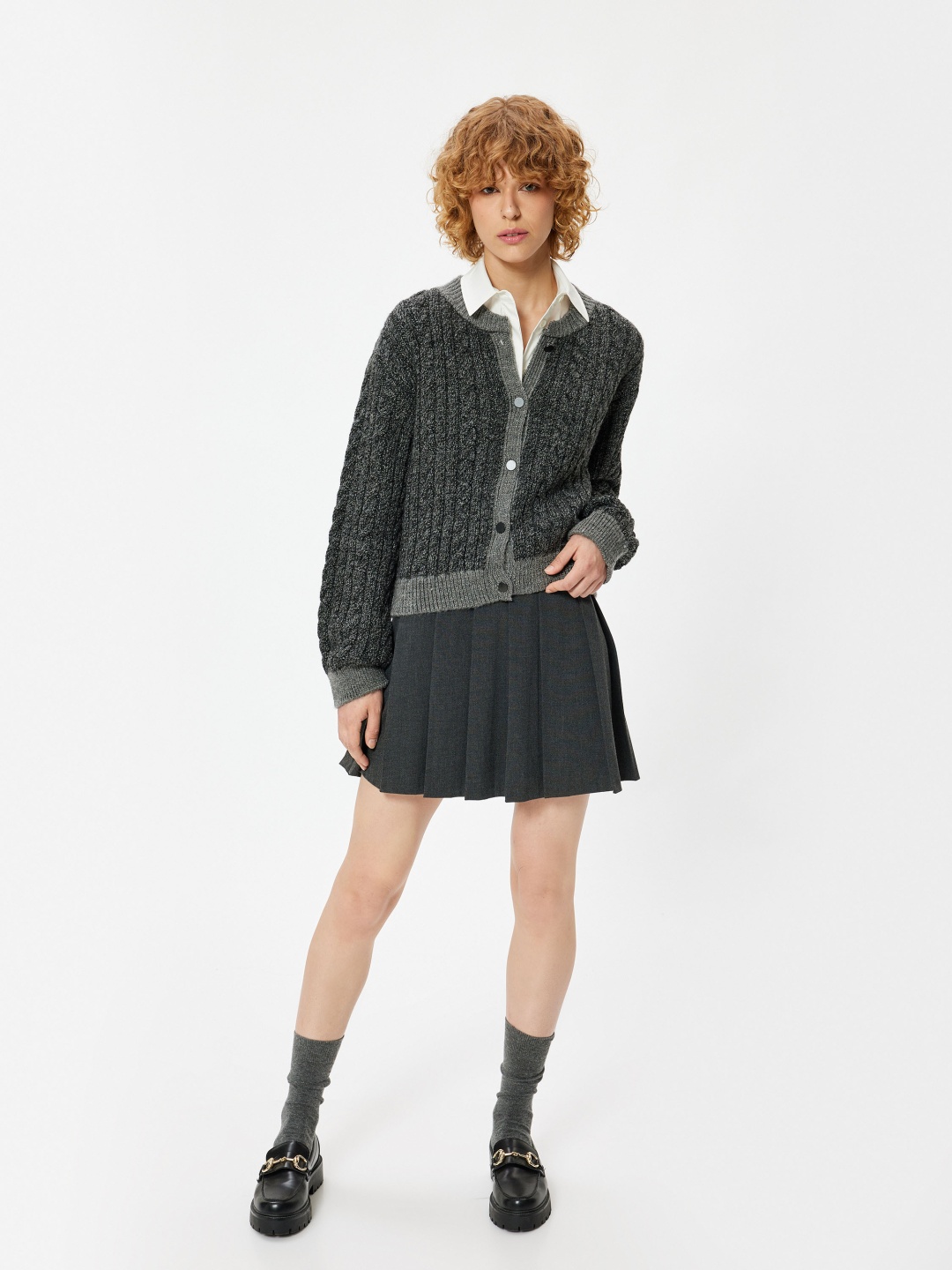 

Koton Women Cable Knit Cardigan, Grey